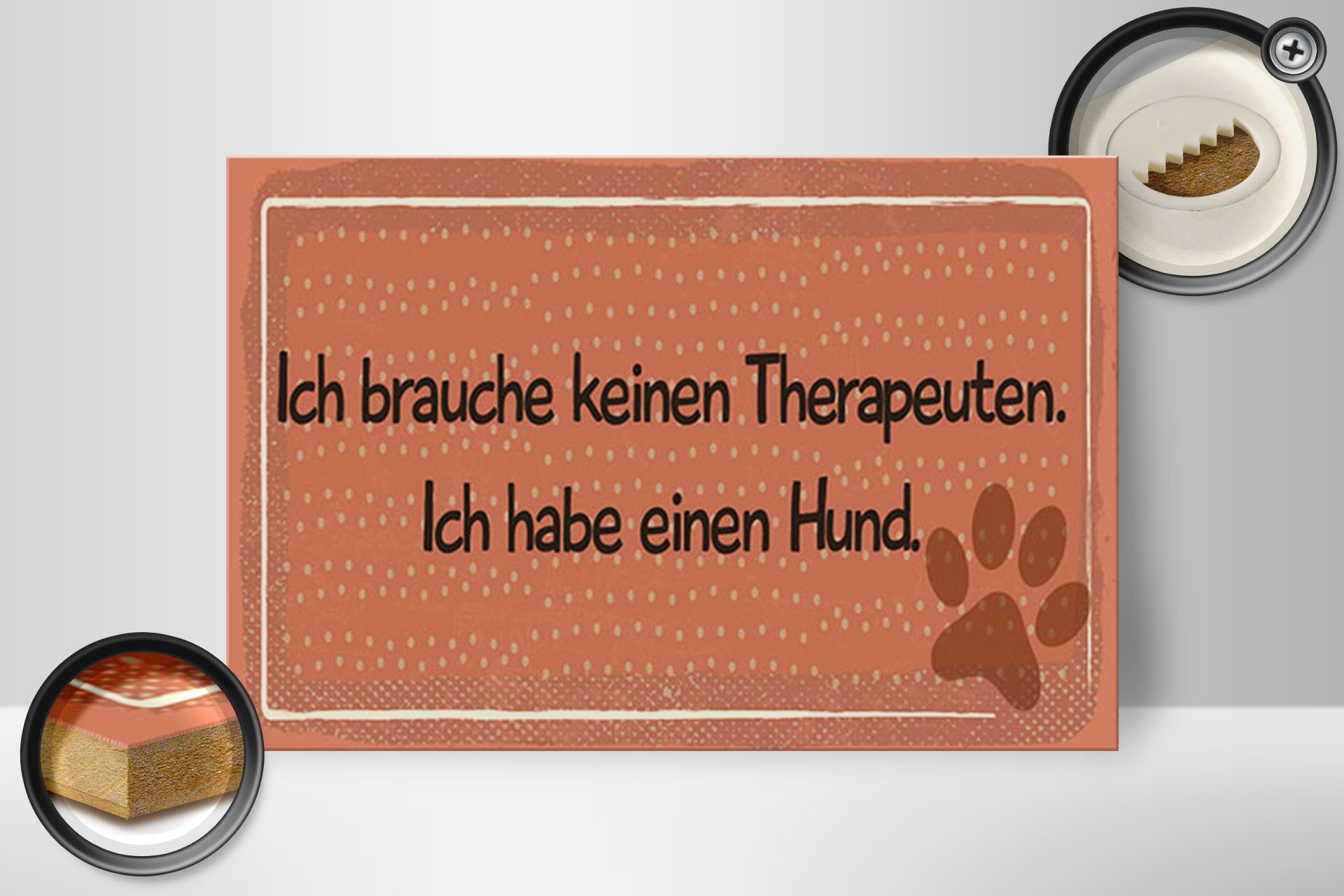 Femer GmbH Holzbild Spruch 30x40 cm Brauche keinen Therapeuten Schild, (1 St), Glatte Holzfaserplatte (MDF), vorn beschichtet