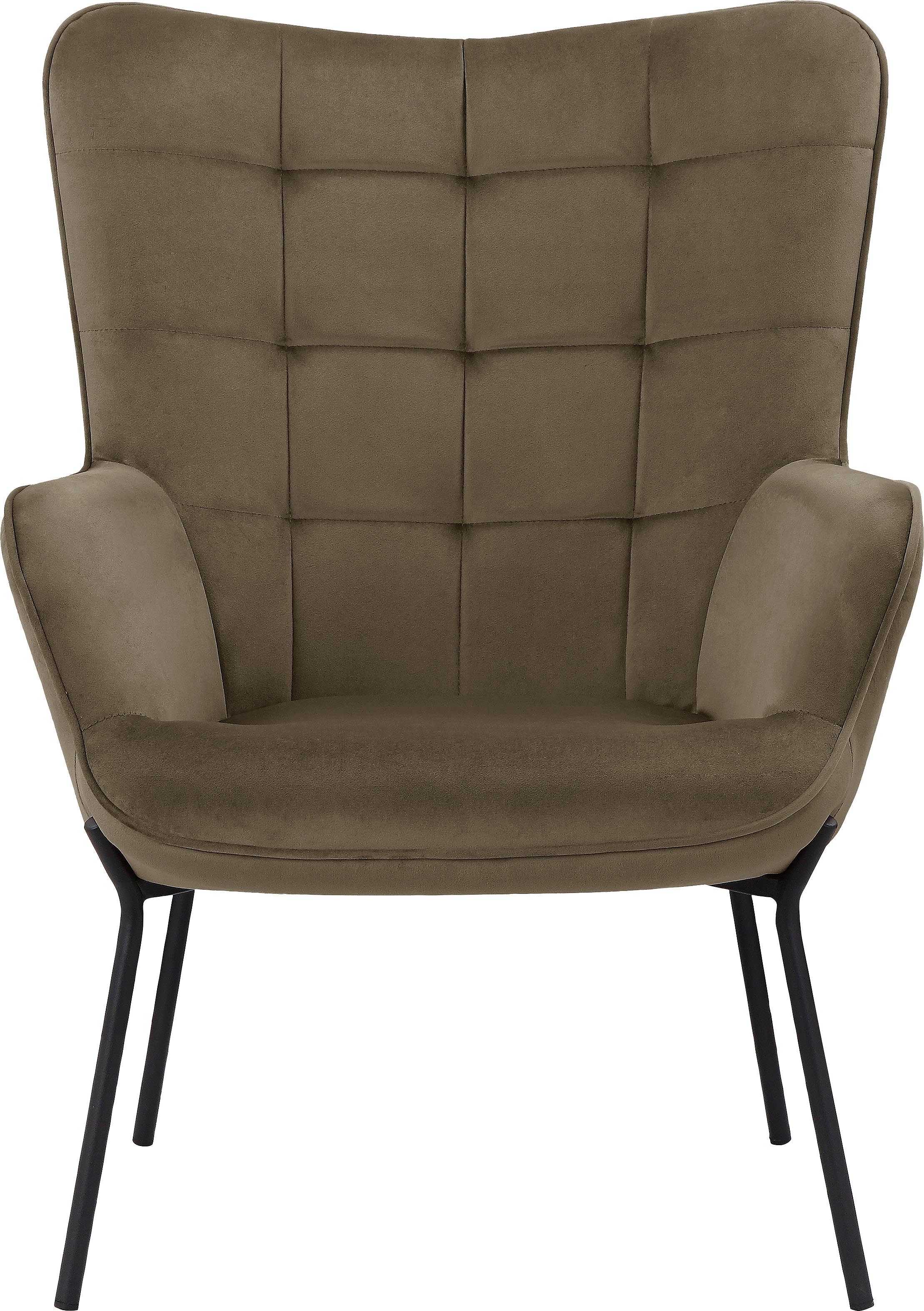 OTTO home Loungesessel Luukas, Ohrensessel mit Metallbeinen, (1-St), Stoff recyceltes Polyester, Sitz und Rücken gepolstert, Sitzhöhe 46 cm