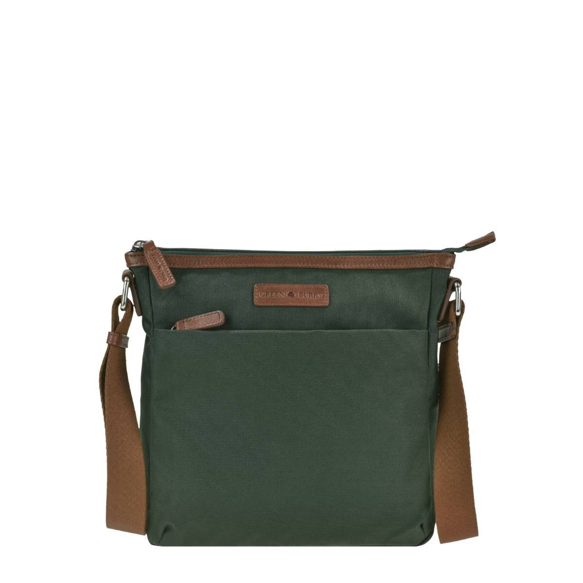 Greenburry Umhängetasche "Iris" Nylon Crossover Bag Crossbag 24x24cm, leicht, kompakt, praktisch, langer Gurt, grün