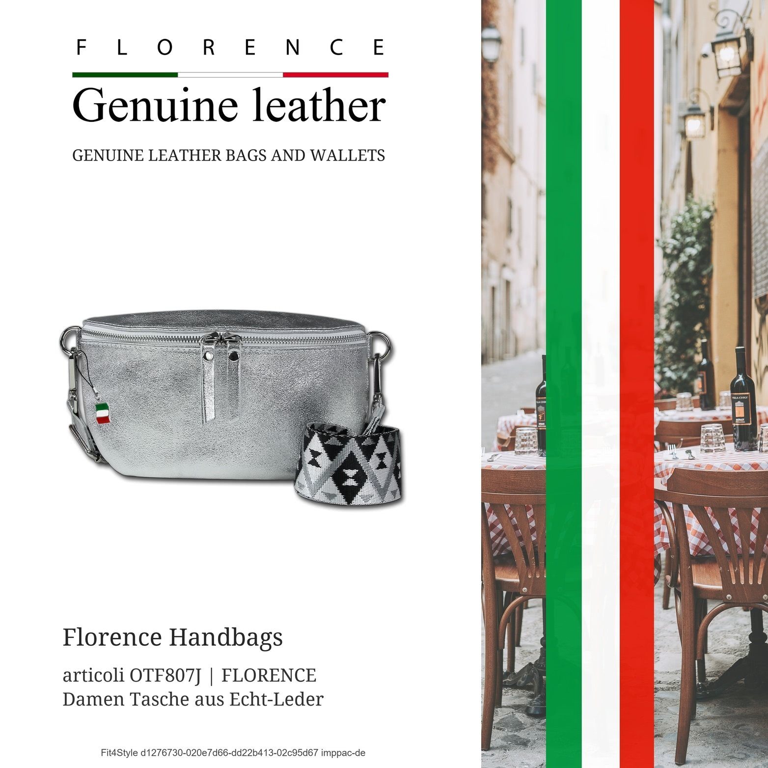 FLORENCE Gürteltasche Florence Echtleder Gürteltasche Damen (Gürteltasche, Gürteltasche), Damen Tasche Echtleder silber, mehrfarbig, Made-In Italy