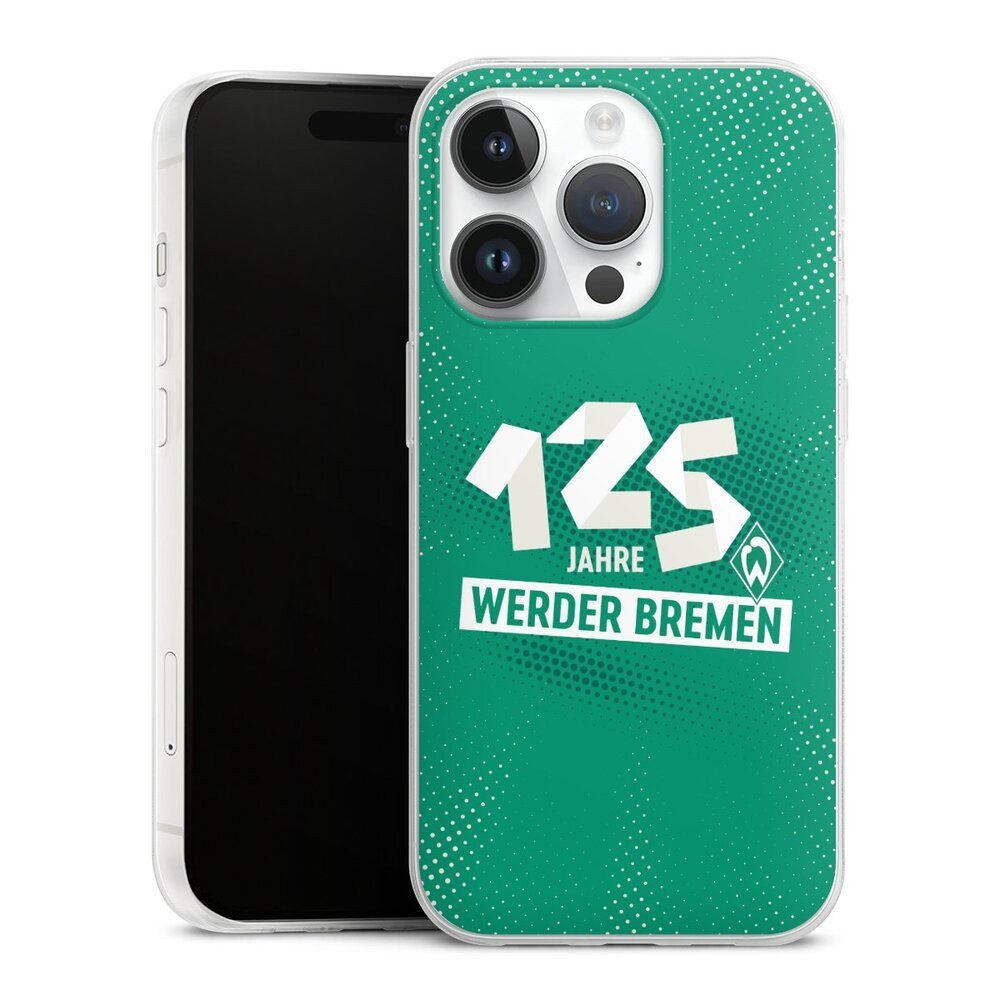 DeinDesign Handyhülle 125 Jahre Werder Bremen Offizielles Lizenzprodukt, Apple iPhone 14 Pro Slim Case Silikon Hülle Ultra Dünn Schutzhülle