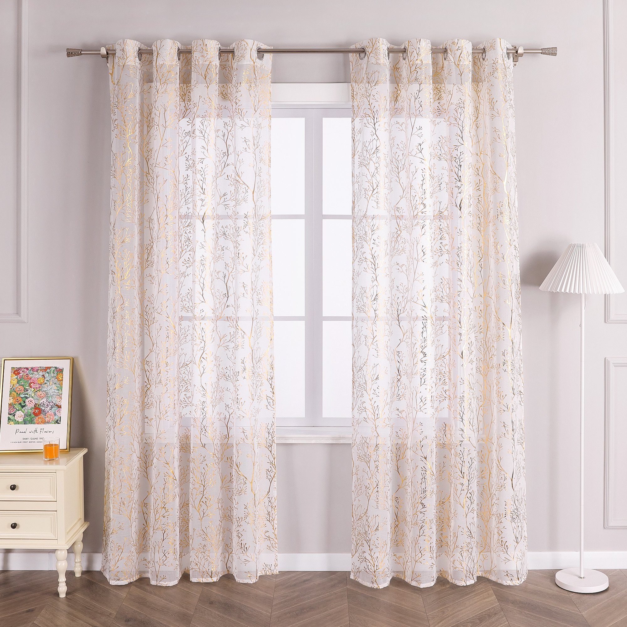 Joyswahl Gardine (1 St), Ösen, transparent, Voile, mit Glanzdruck günstig online kaufen