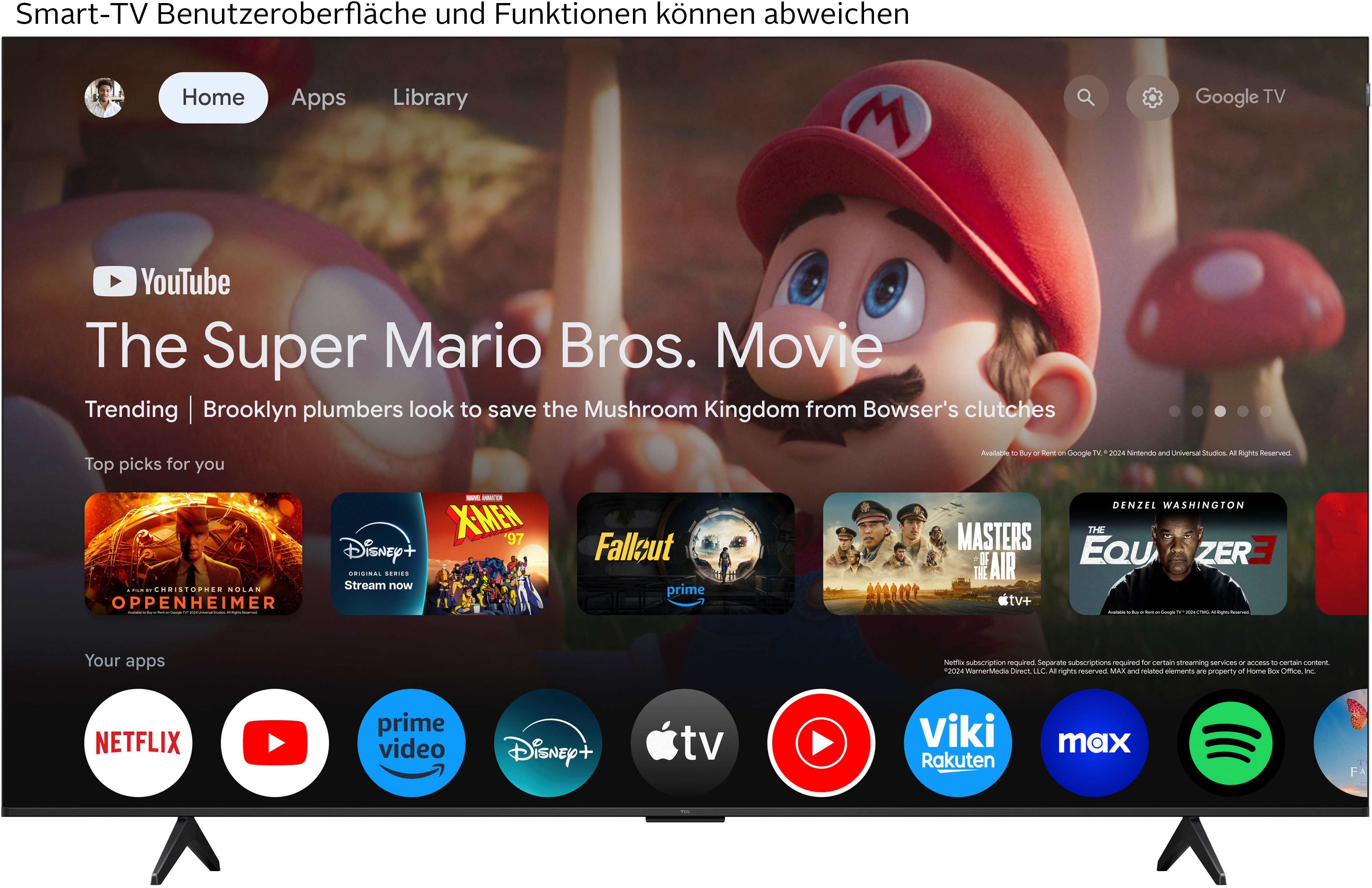 TCL 85P71KX1 QLED-Fernseher (215 cm/85 Zoll, 4K Ultra HD, Smart-TV, Google TV, Multi-HDR, Dolby Vision, Smart TV, Apple Airplay2, Dolby Atmos, Onkyo)