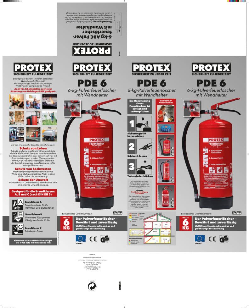 Protex Pulver-Feuerlöscher Protex Feuerlöscher PDE 6 GA Pulver Löschmittel