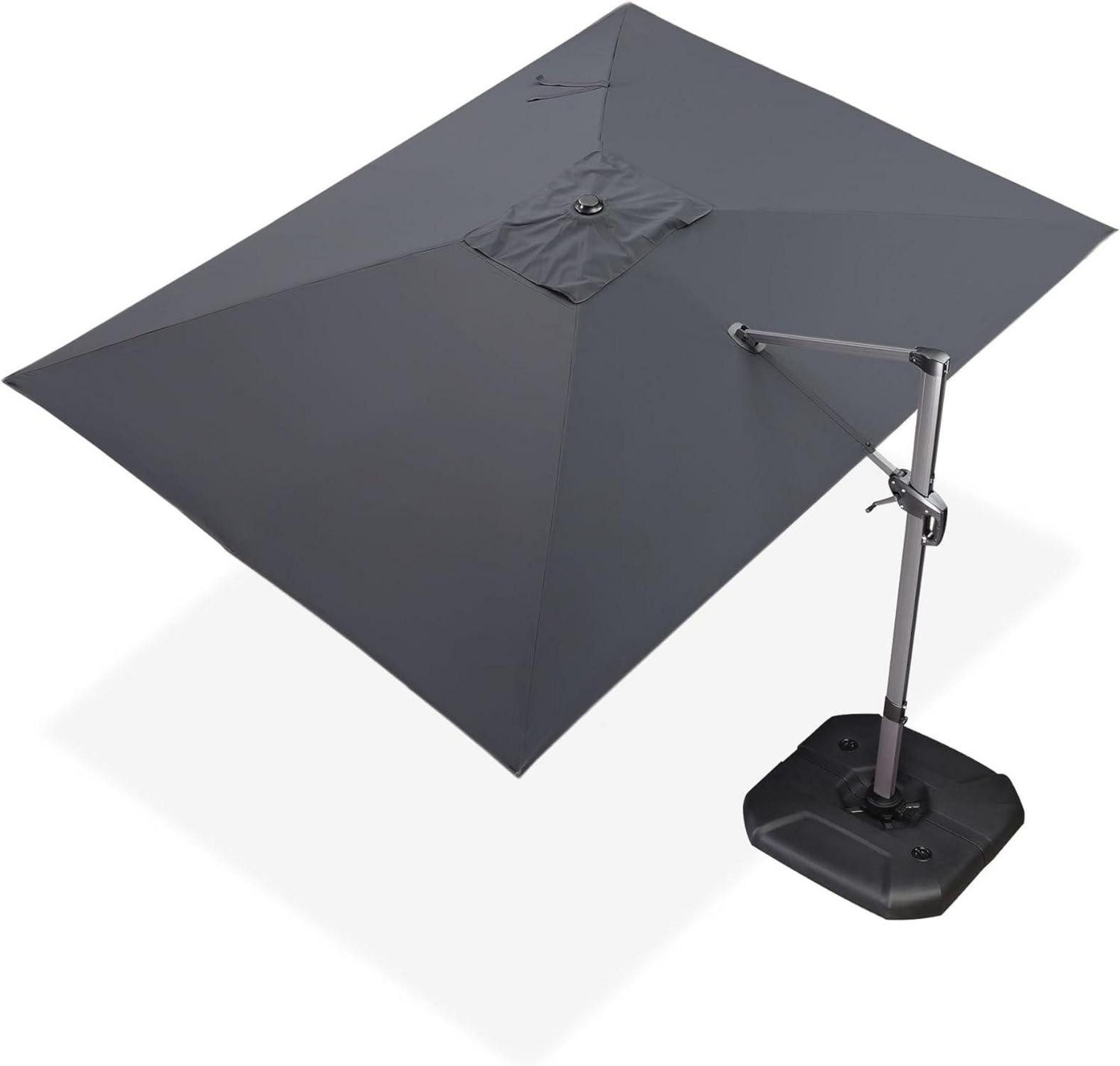 Ampelschirm Ampelschirm Rechteckig 270 x 350 cm Groß Grau UV-beständig