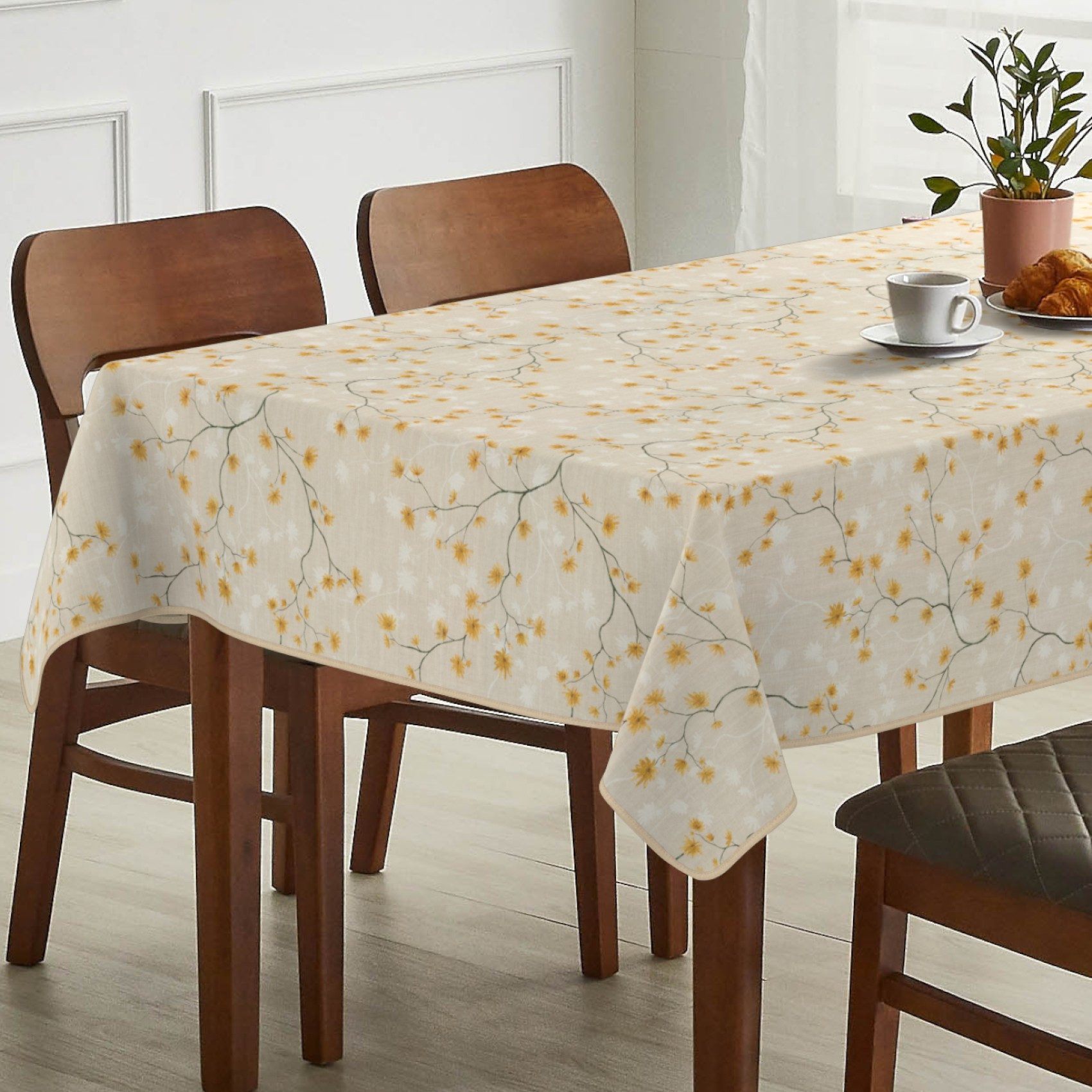 ANRO Tischdecke abwaschbar LANA Magnolie-Chloe Wachstuch 2.0 (Einzelstück 1-tlg), wasserabweisend Magnolie-Chloe Beige 90x130cm