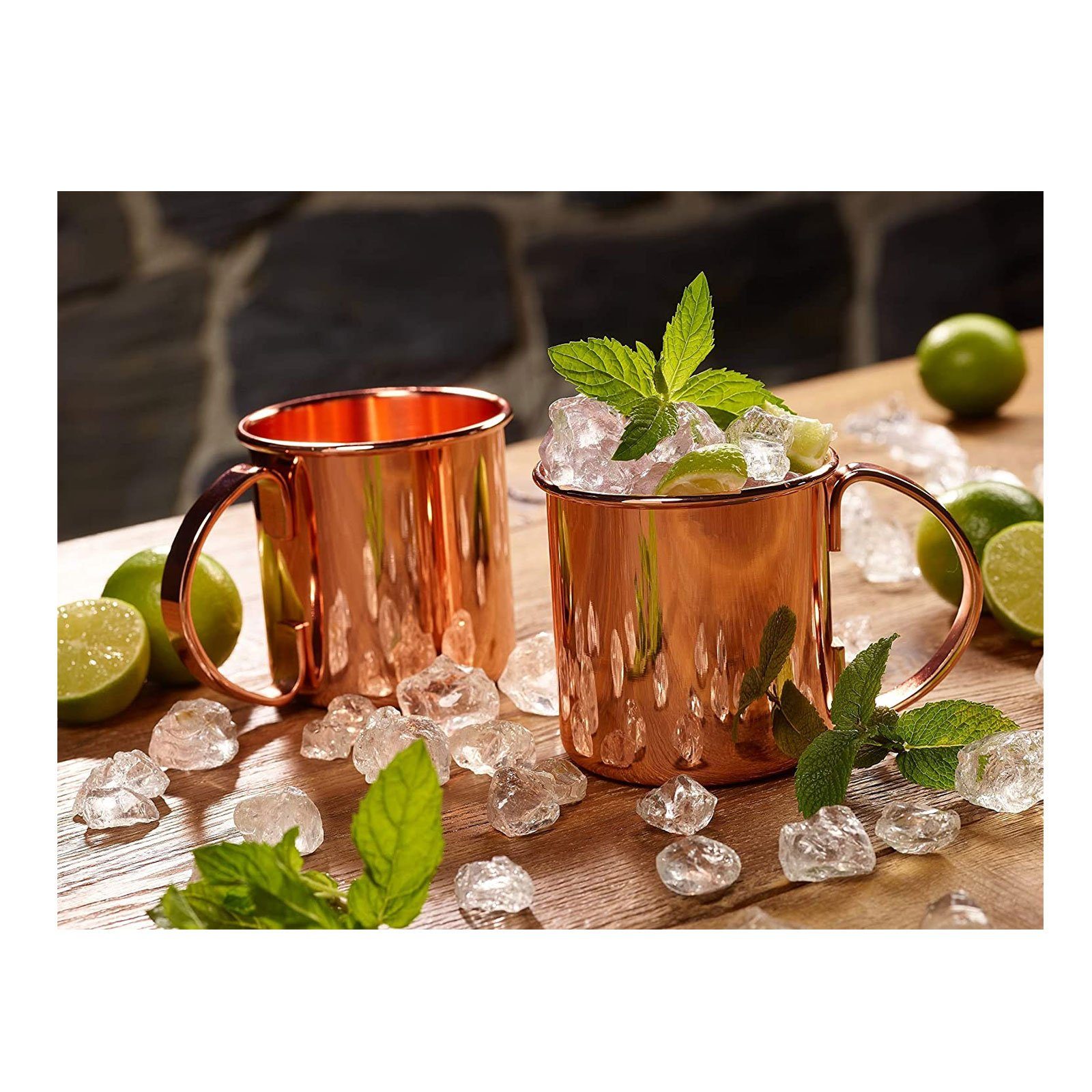 ECHTWERK Glas Moscow Mule Kupferbecher 2er Set, 2-tlg., Edelstahl, Cocktail-Set, Cocktailgläser, Geschenkset, 450 ml
