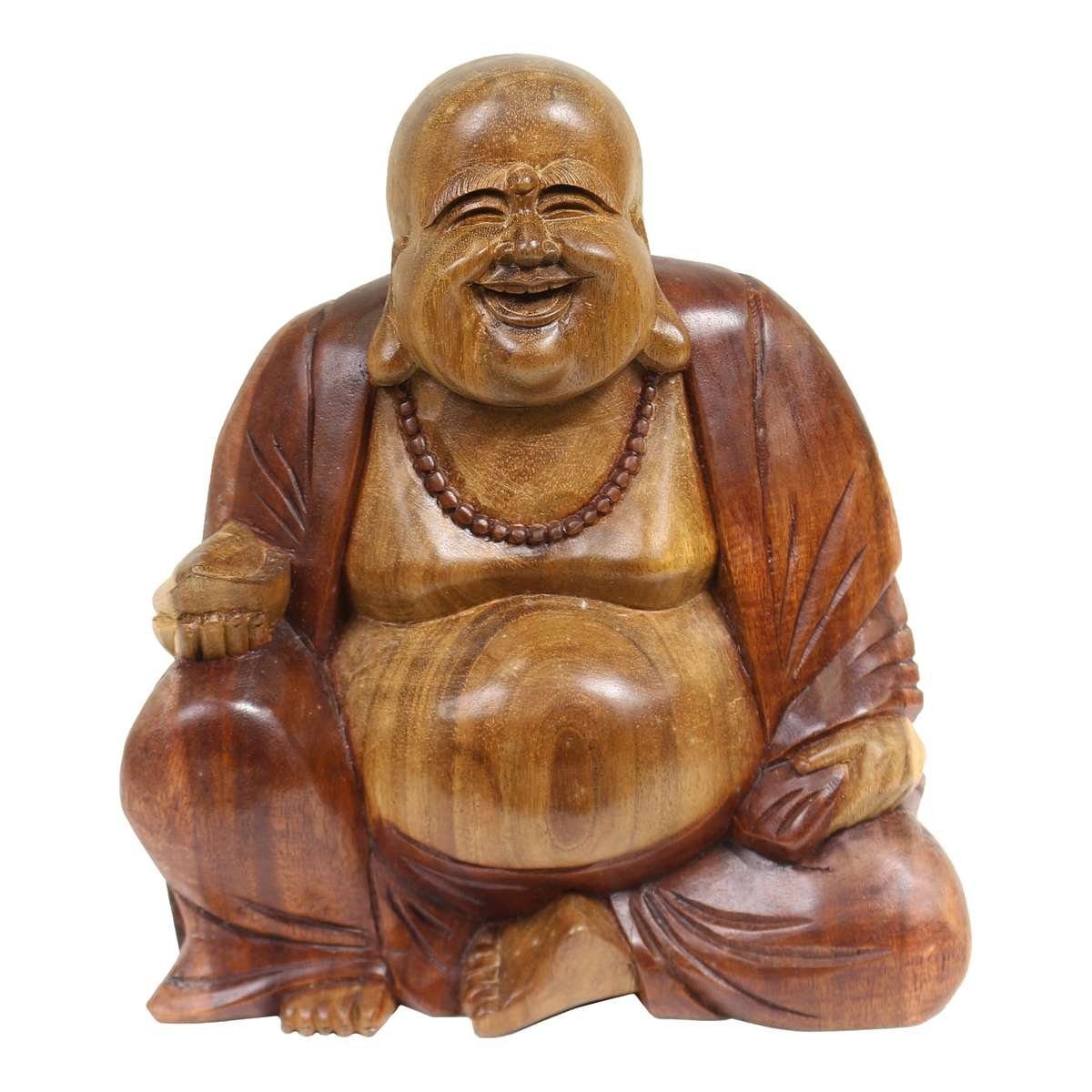Oriental Galerie Dekofigur Figur Sitzender Happy Buddha mittel 20 cm (1 St), traditionelle Herstellung in Handarbeit im Ursprungsland
