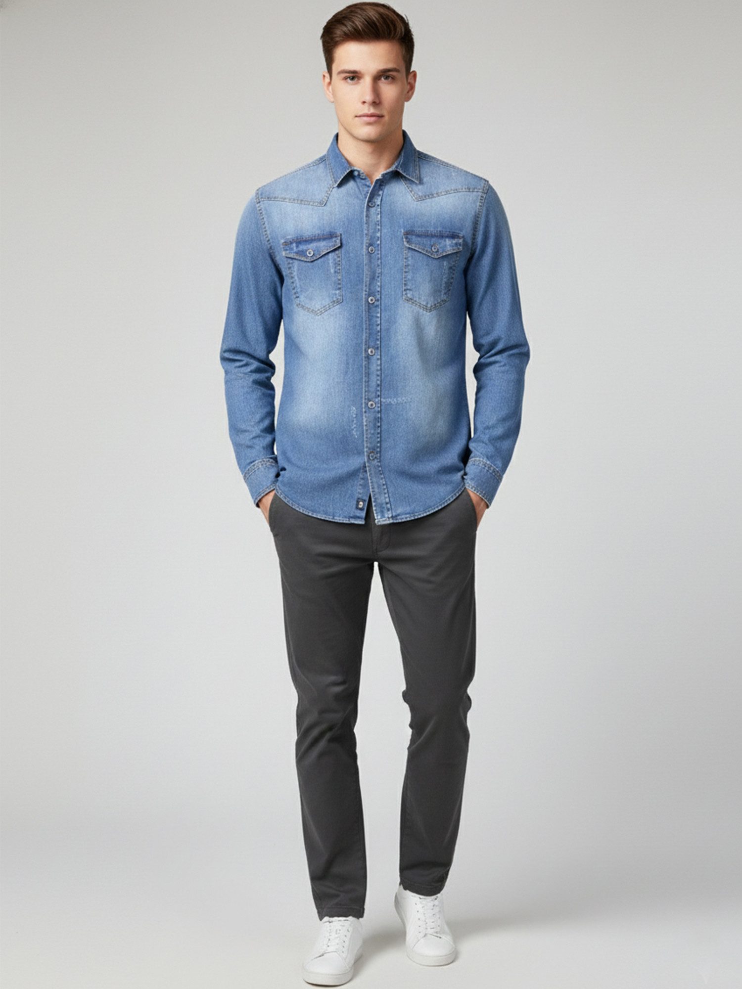 Rock Creek Jeanshemd Herren Jeans Hemd Regular Fit H-419 – Bild 4 von 5