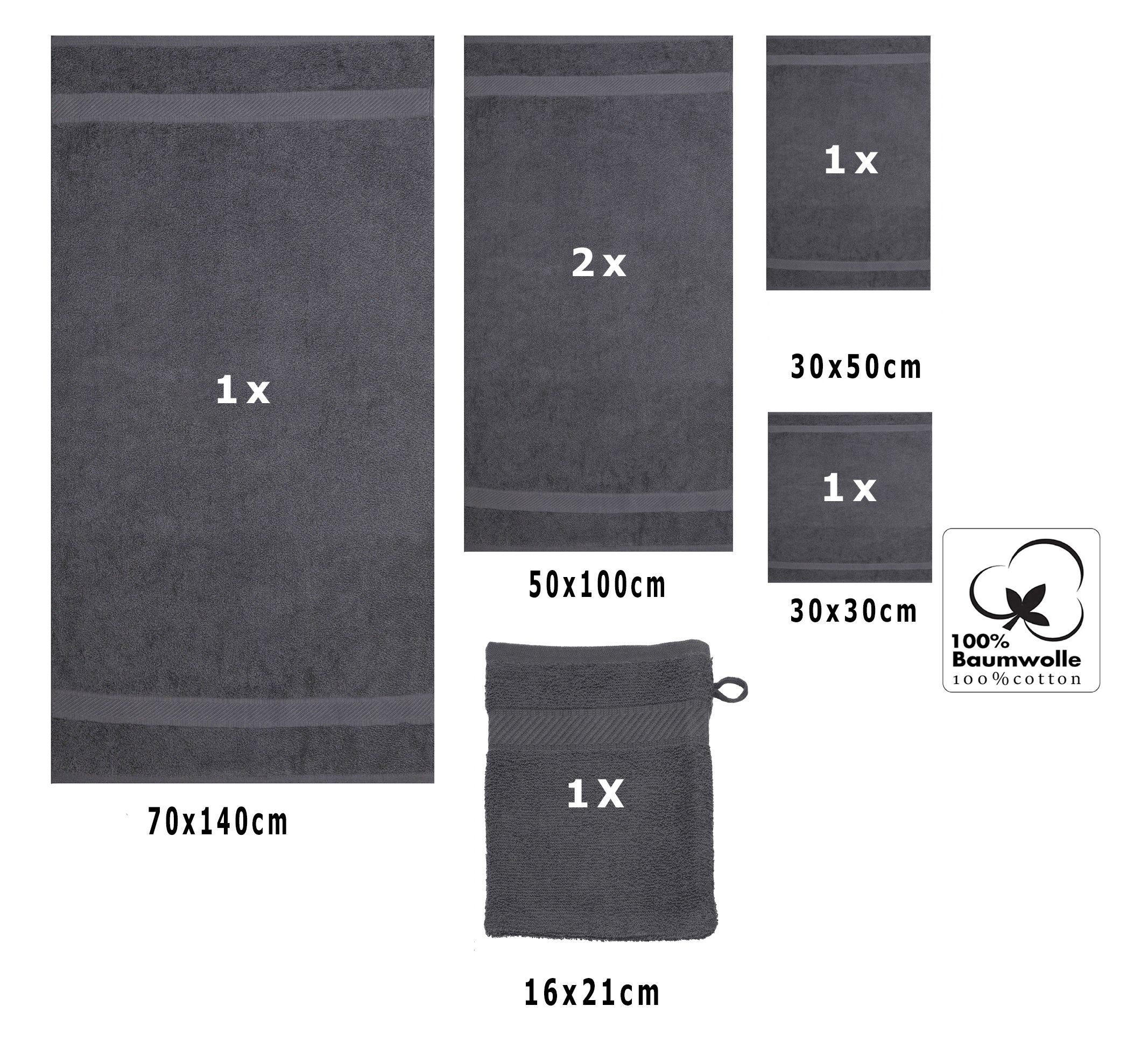 tlg. Handtuch Palermo anthrazit in Baumwolle 100% Farben, verschiedenen Set Betz 6