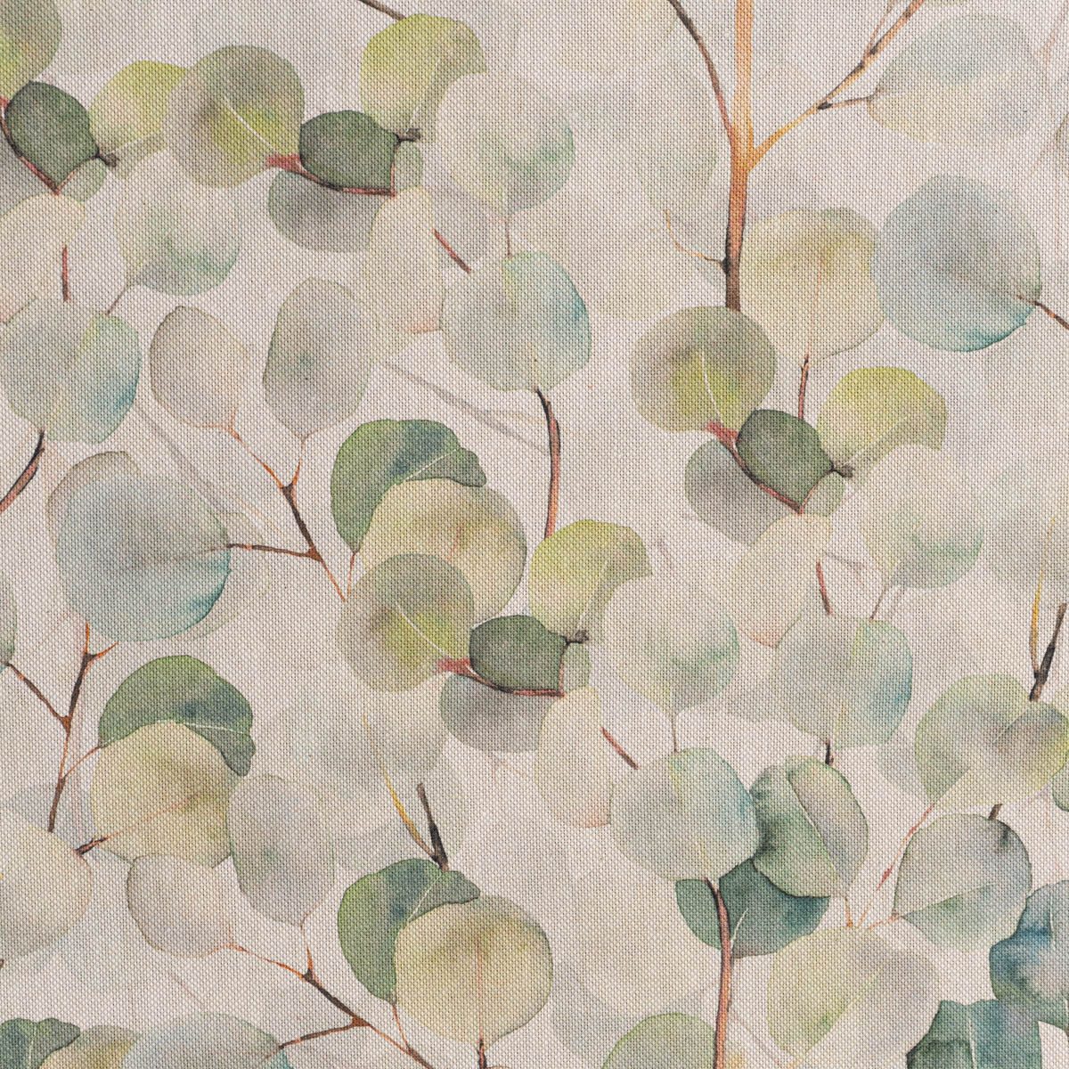 SCHÖNER LEBEN. Stoff Dekostoff Meterware BW Digital Eucalyptus Boho Leaf Blätter natur grün