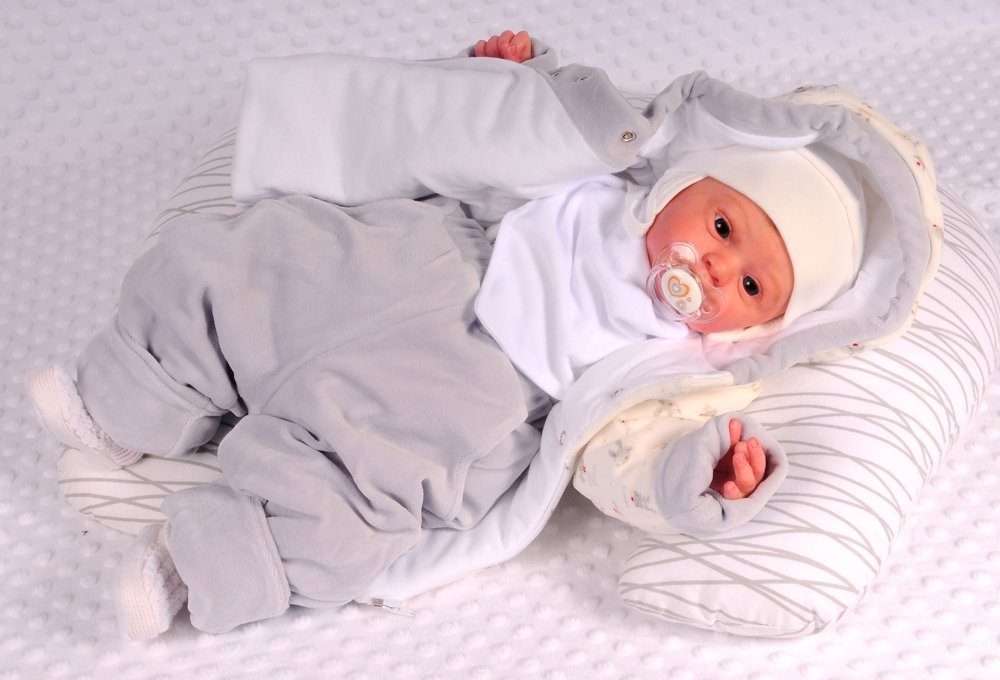 La Bortini Nickijacke Baby Anzug 2Tlg. Jacke und dicke warme Hose in Grau mit Rentier-Applikation