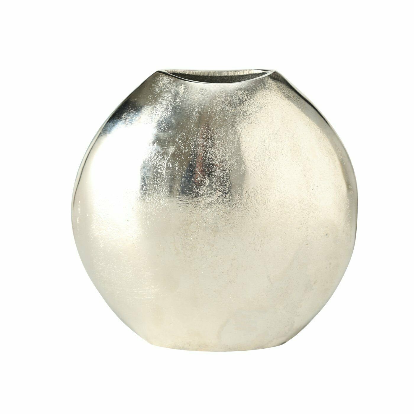 massive Qualität oder oval Aluminium (1 silber Dekovase rund Tischdeko Deko Metallvase Meinposten Vase St), massiv Metall