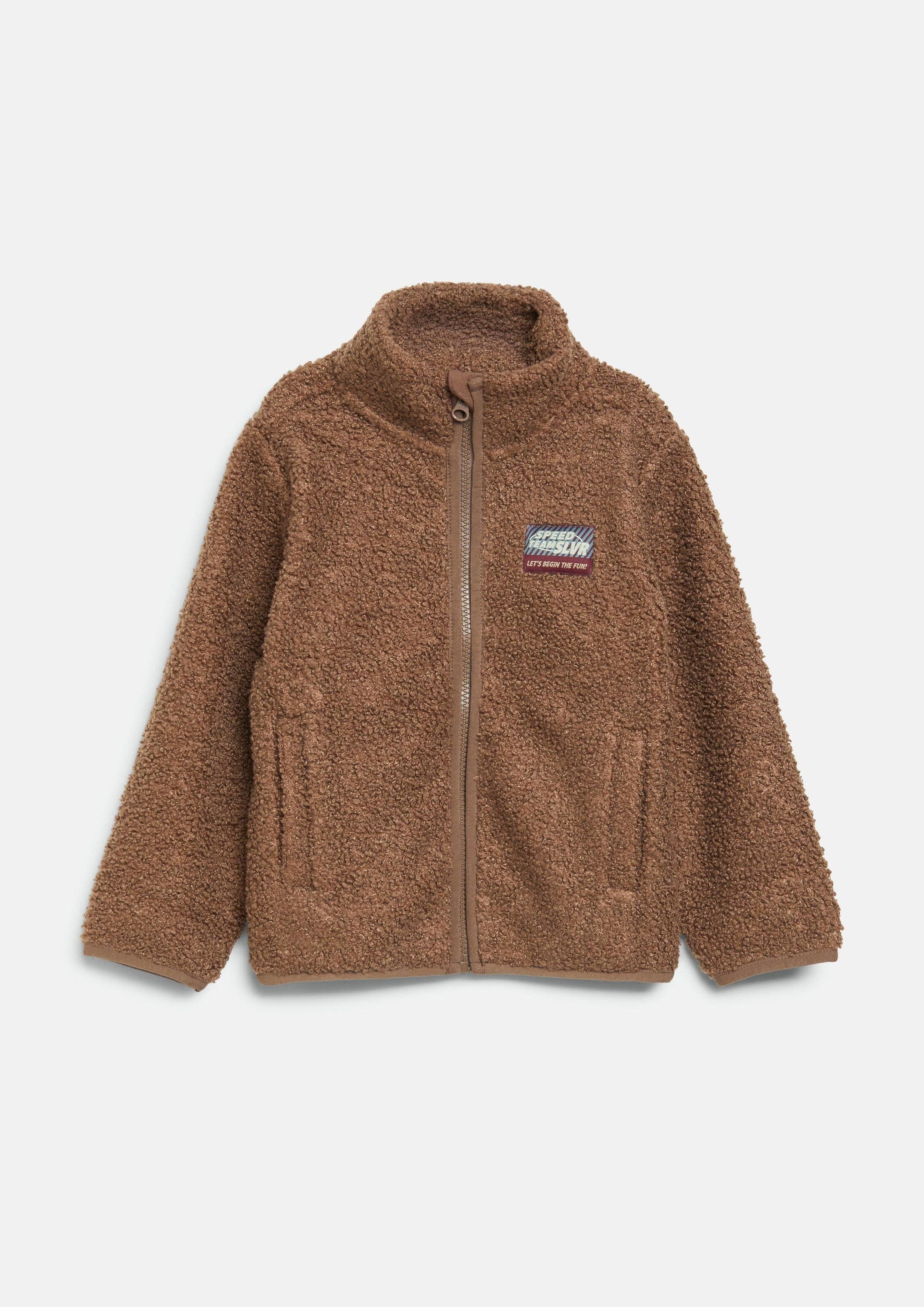 s.Oliver Funktionsjacke Indoor-Jacke Teddyjacke mit Stehkragen und Patch
