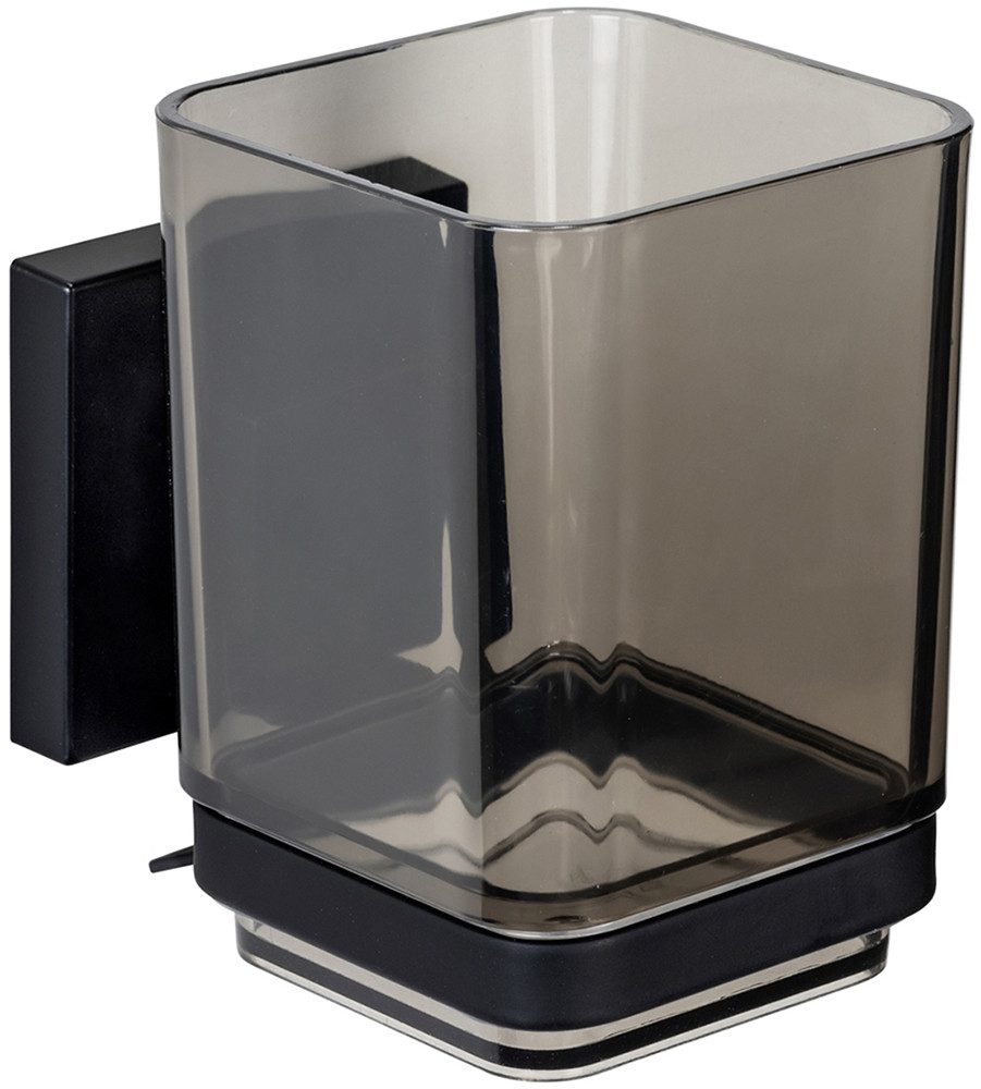 WENKO Zahnputzbecher Vacuum-Loc® Modell Quadro, mit Wandhalterung ohne Bohren, Edelstahl und Kunststoff – Bild 4 von 5