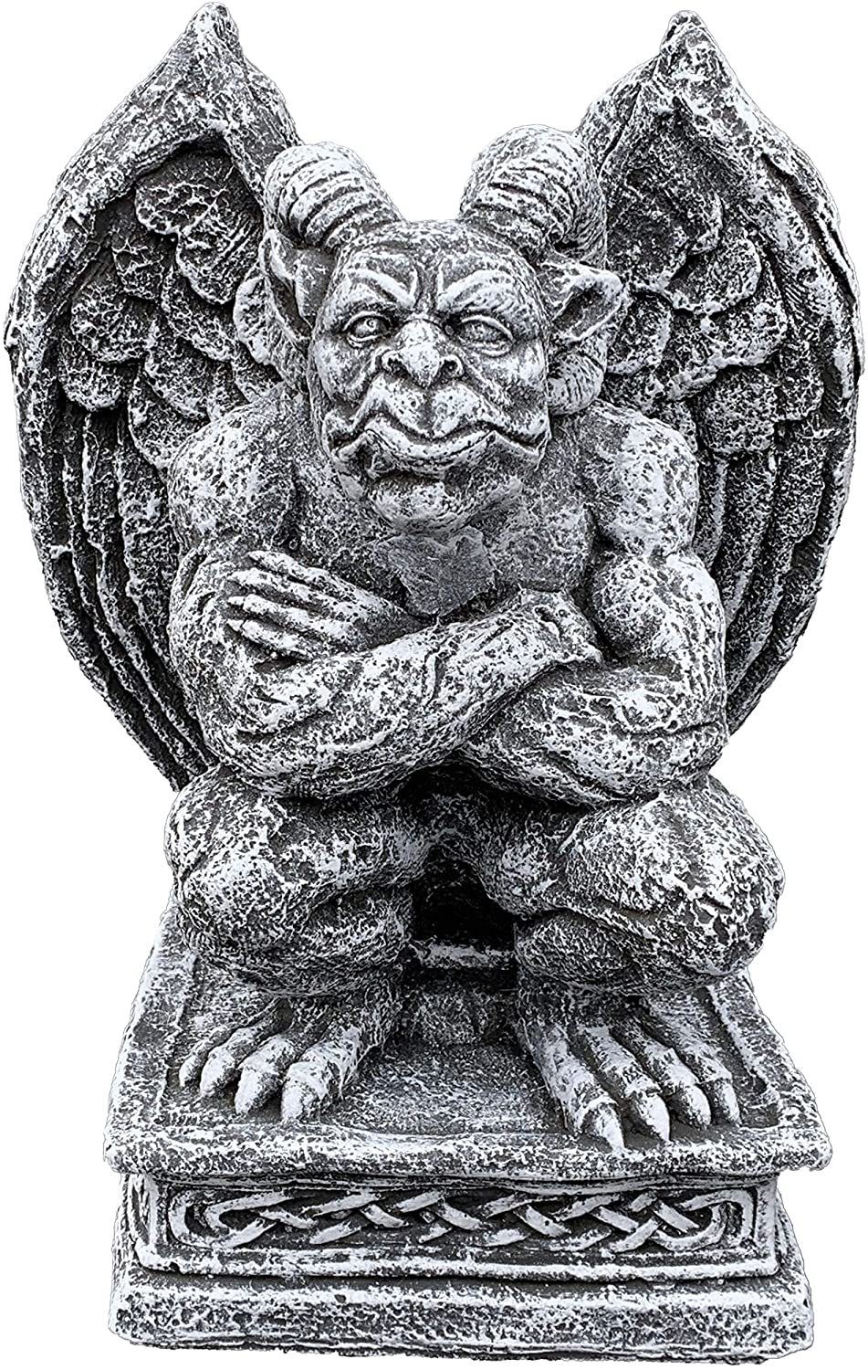 Stone and Style Gartenfigur Steinfigur Gargoyle mit Hörnern Torwächter