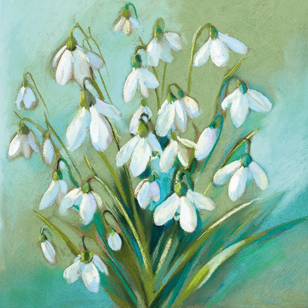 Ambiente Luxury Paper Products Papierserviette 20 Servietten Snowdrops in Winter 33x33cm, (20 St)