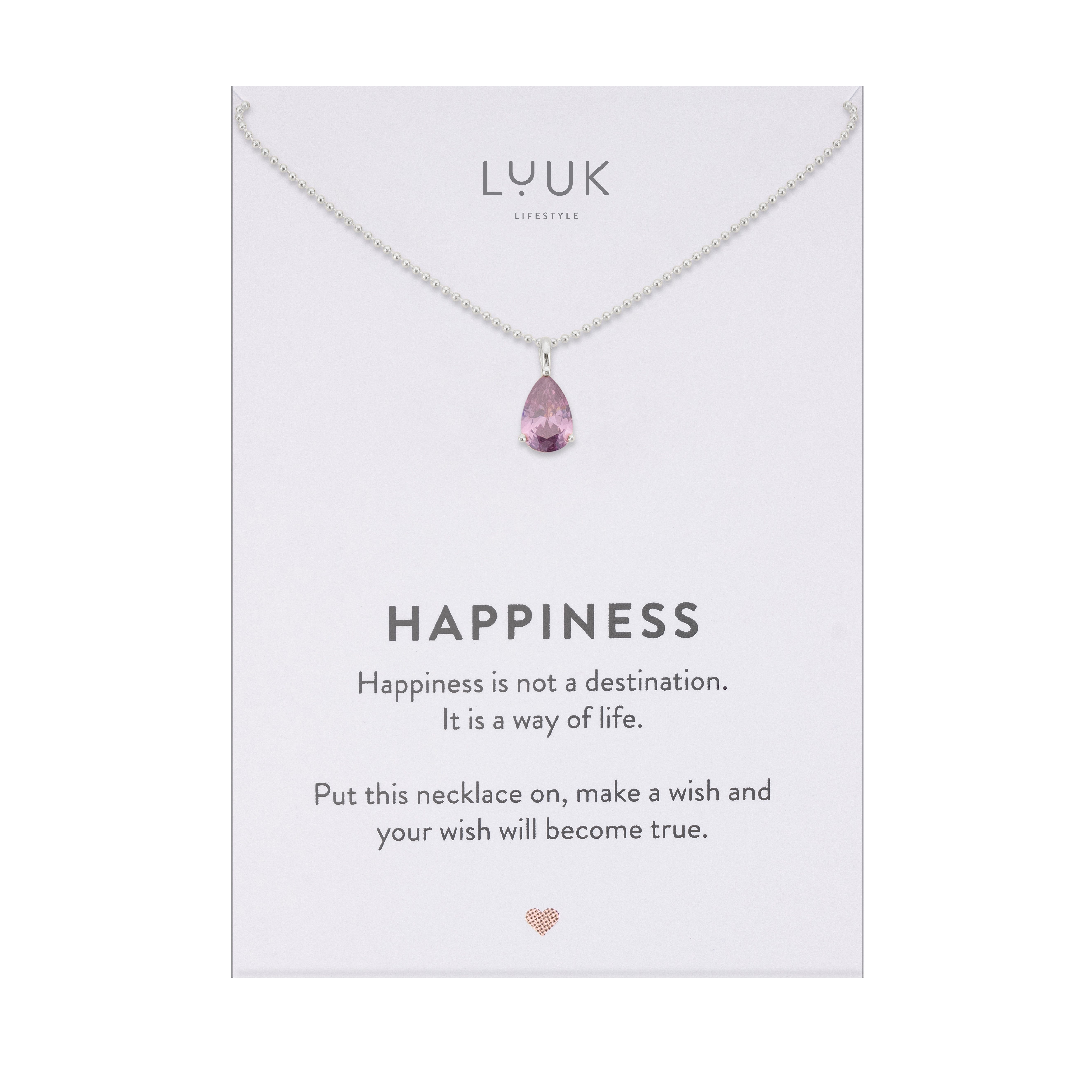 LUUK LIFESTYLE Kette mit Anhänger Violett, Halskette mit violettem Stein