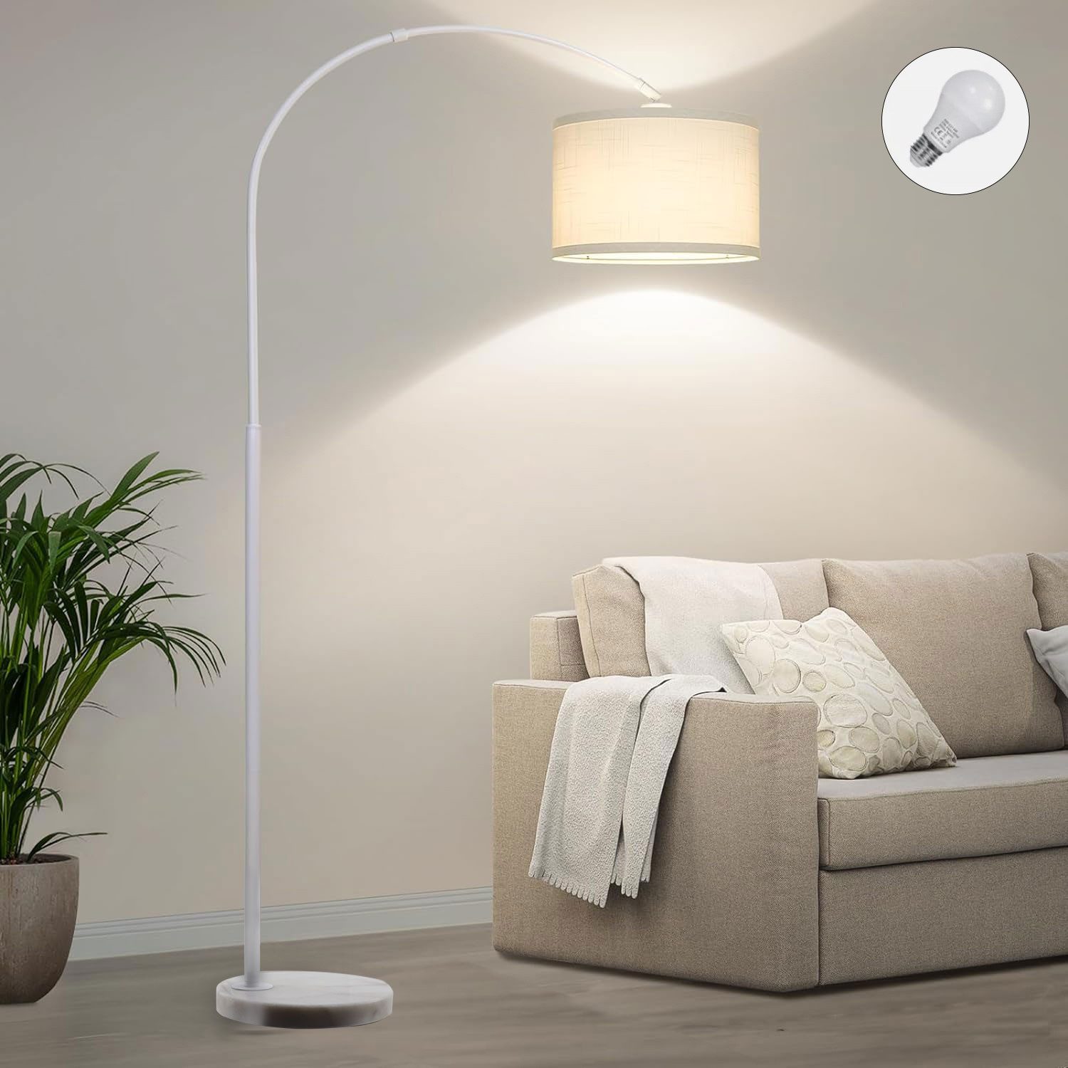 LED Stehlampe Standleuchte Leselampe,inklusive Leuchtmittel,Höhenverstellbar,Weiß