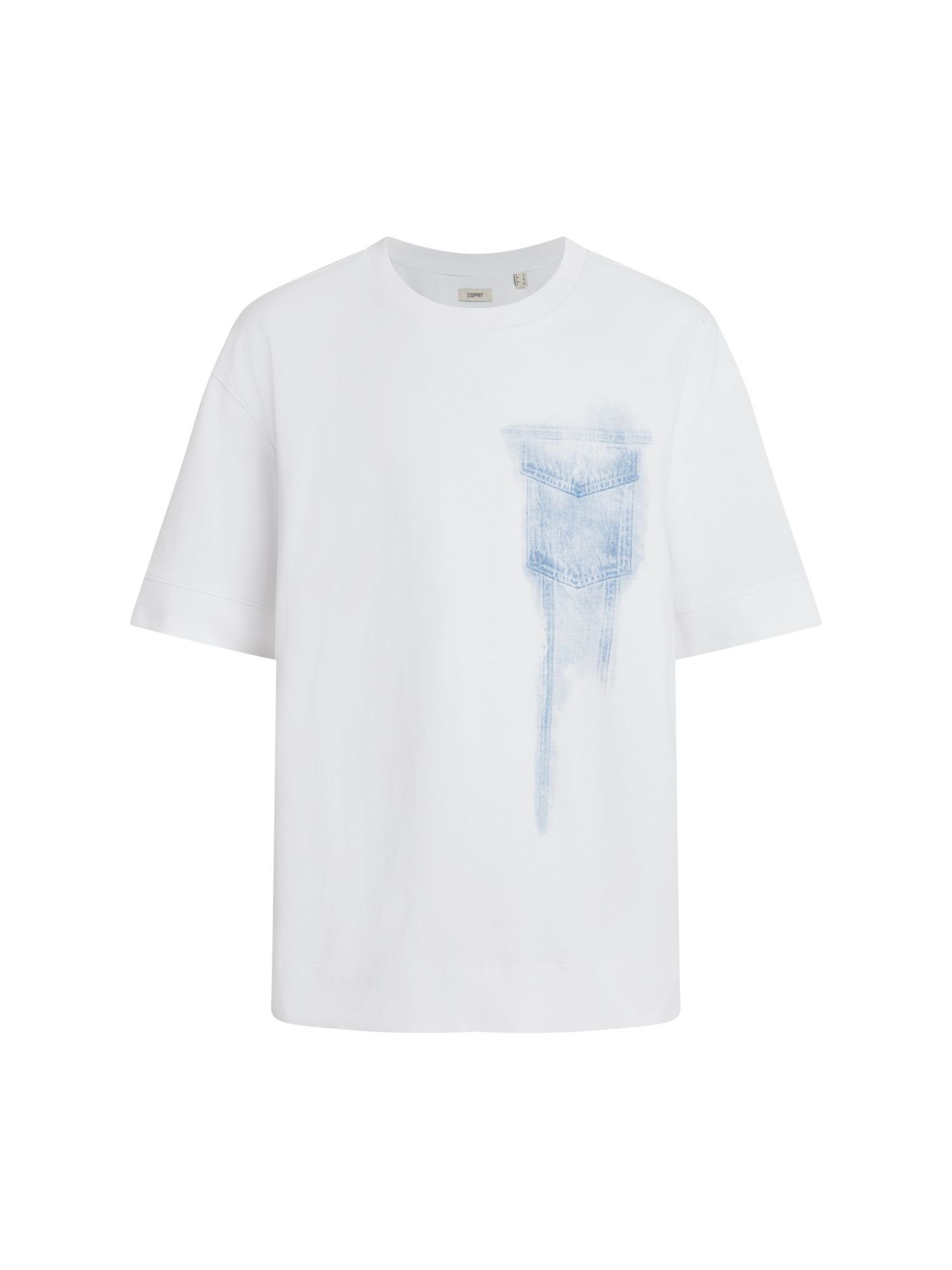 Esprit T-Shirt Denim Not Denim T-Shirt mit Indigo Print-Detail (1-tlg)