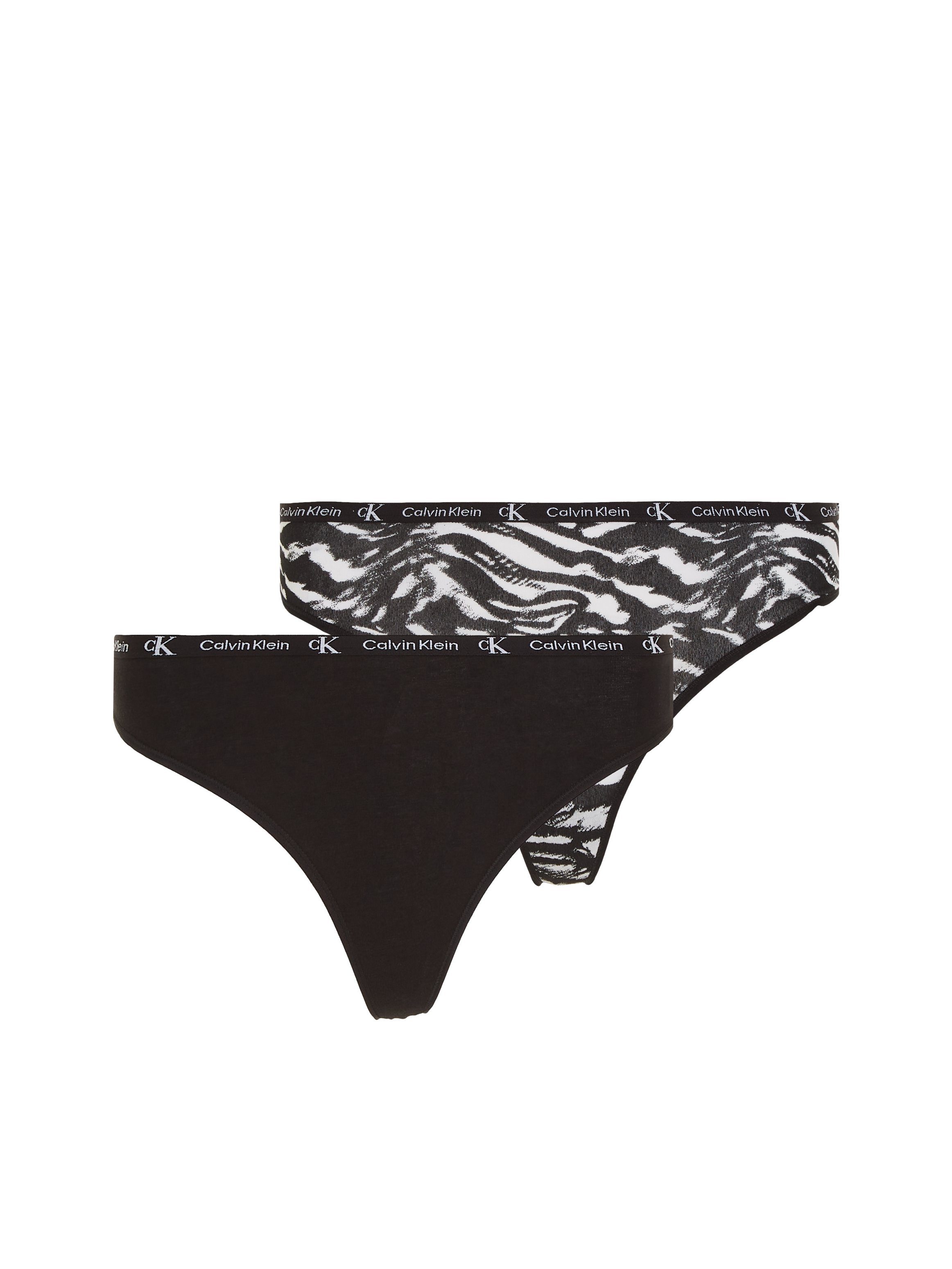 Calvin Klein Underwear T-String MODERN THONG 2PK (Packung, 2er-Pack) mit klassischem Logobund BLACK/TIGER-PRINT