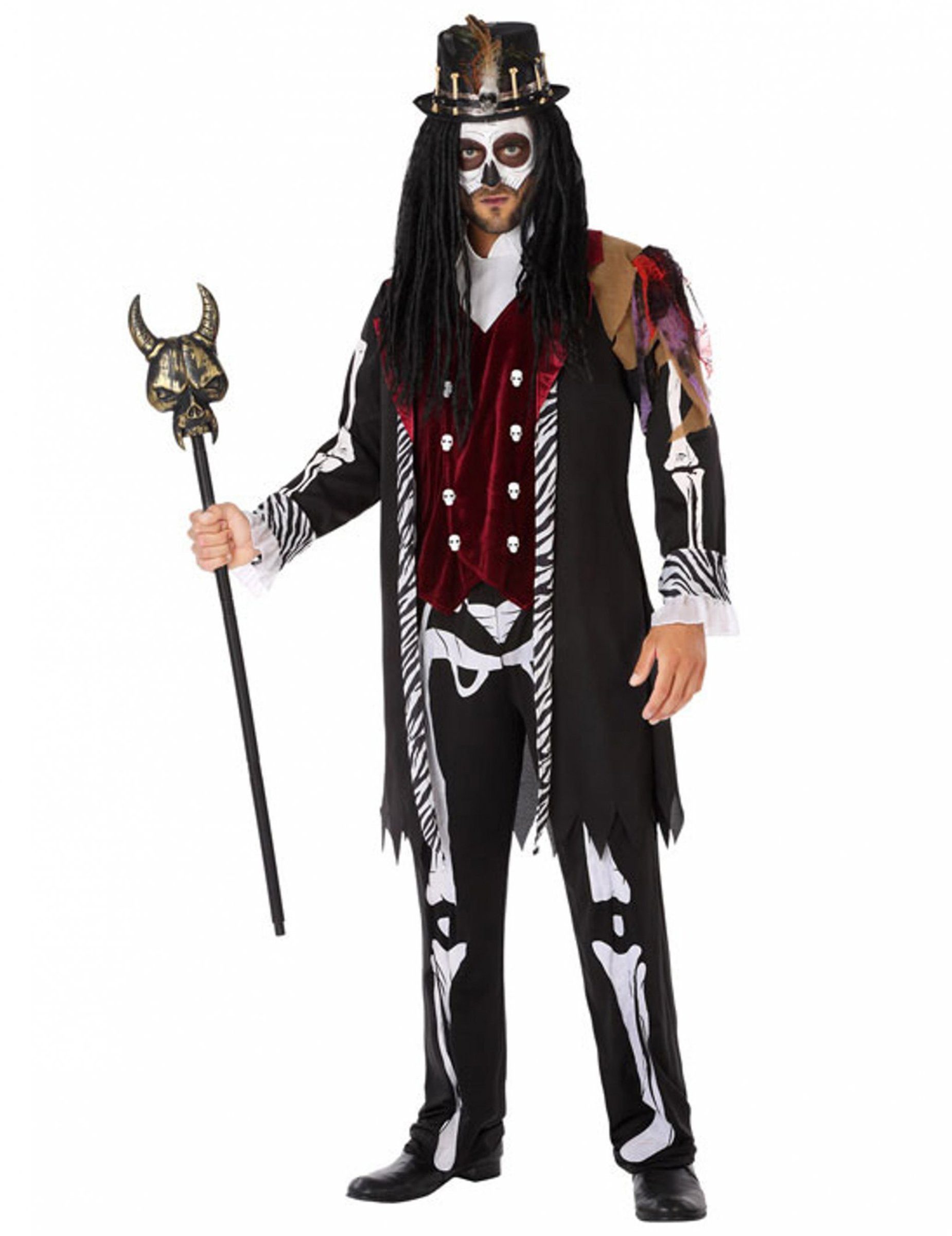 Kostüm Voodoo-Kostüm für Herren Halloween-Kostüm für Herren schwarz-weiss