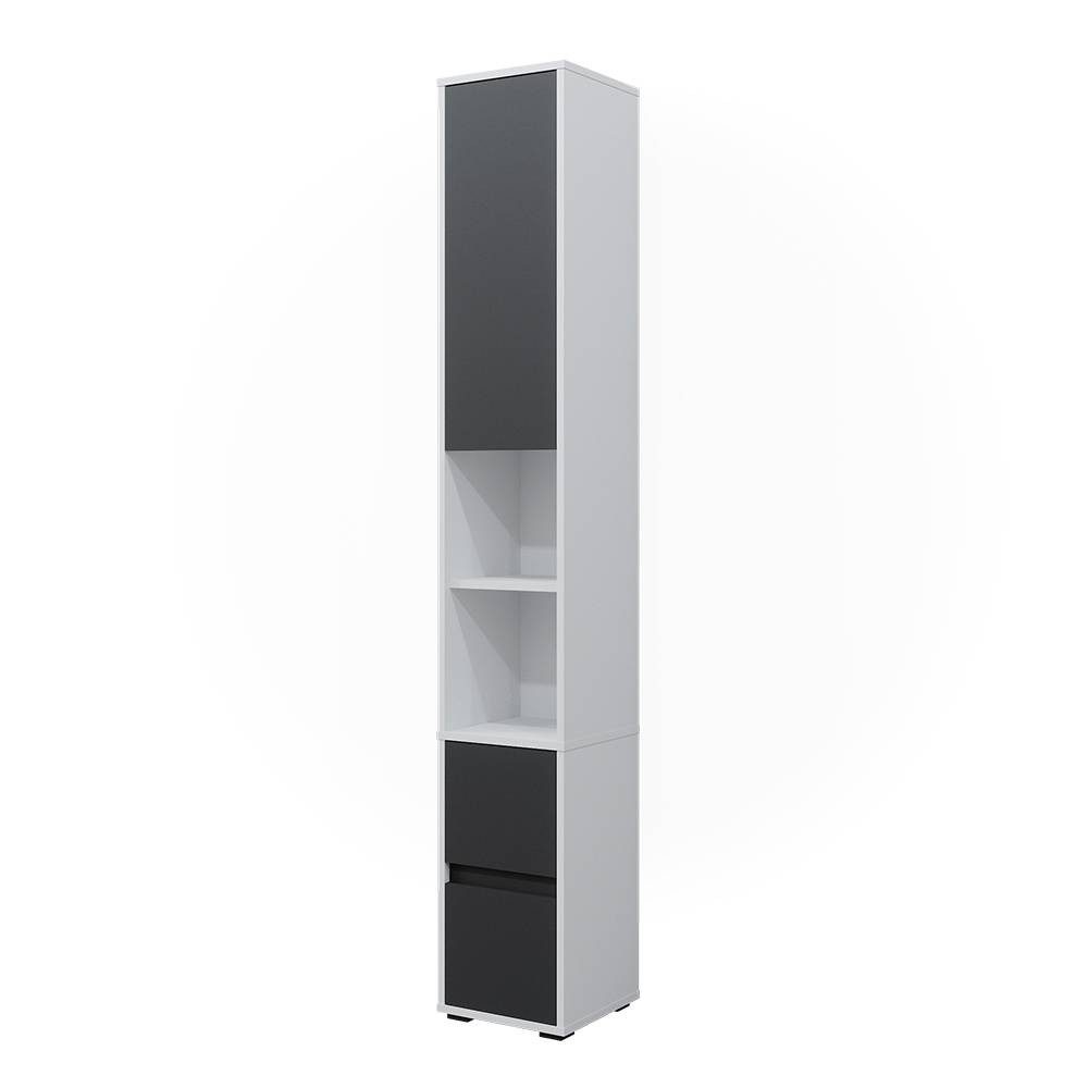 Vicco Hochschrank Maltin, Weiß/Weiß, 30.2 x 189 cm mit einer Tür und zwei Schubladen (1-St)