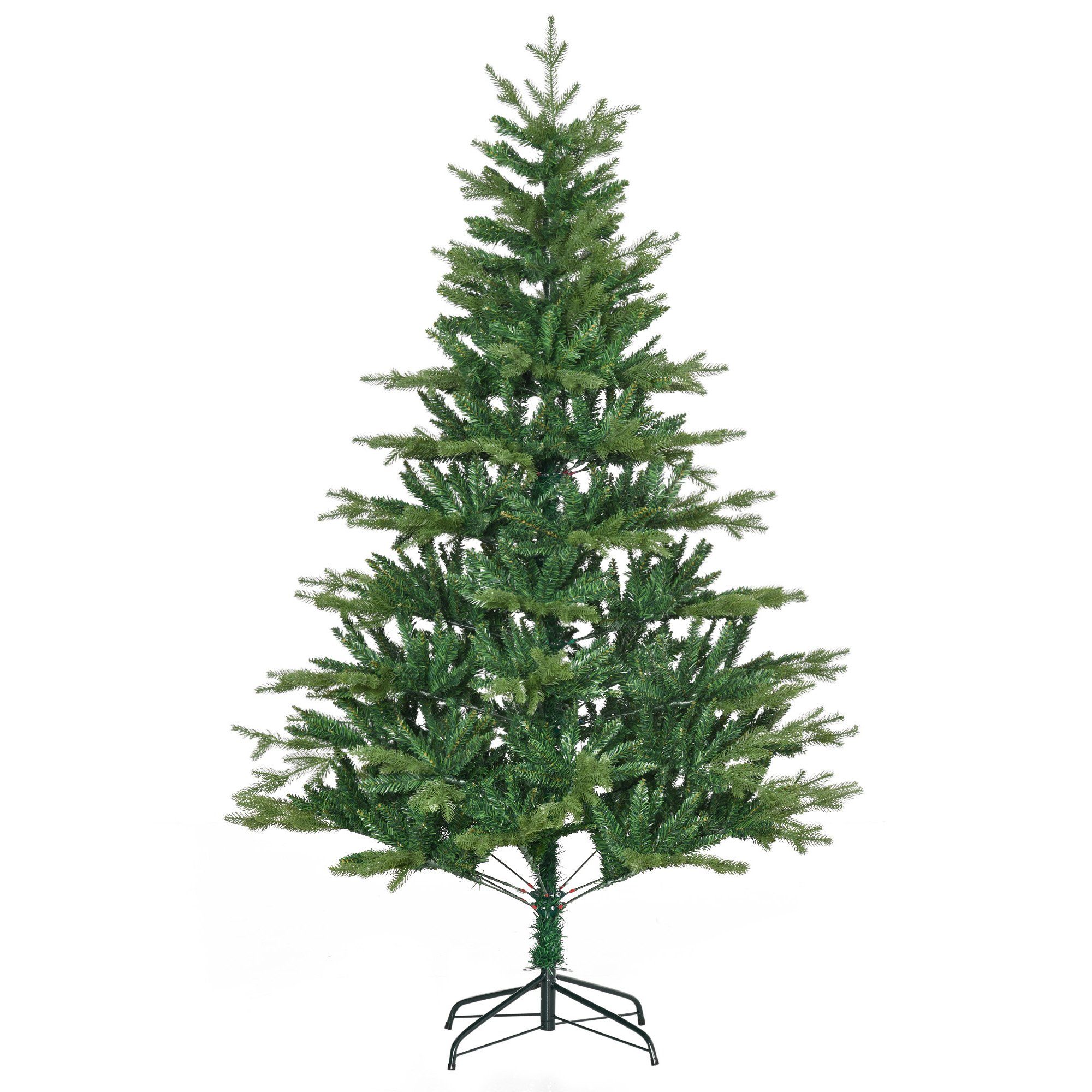 HOMCOM Künstlicher Weihnachtsbaum mit realistischem Aussehen üppige Zweige  flammhemmender, Tannenbaum, mit Standfuß
