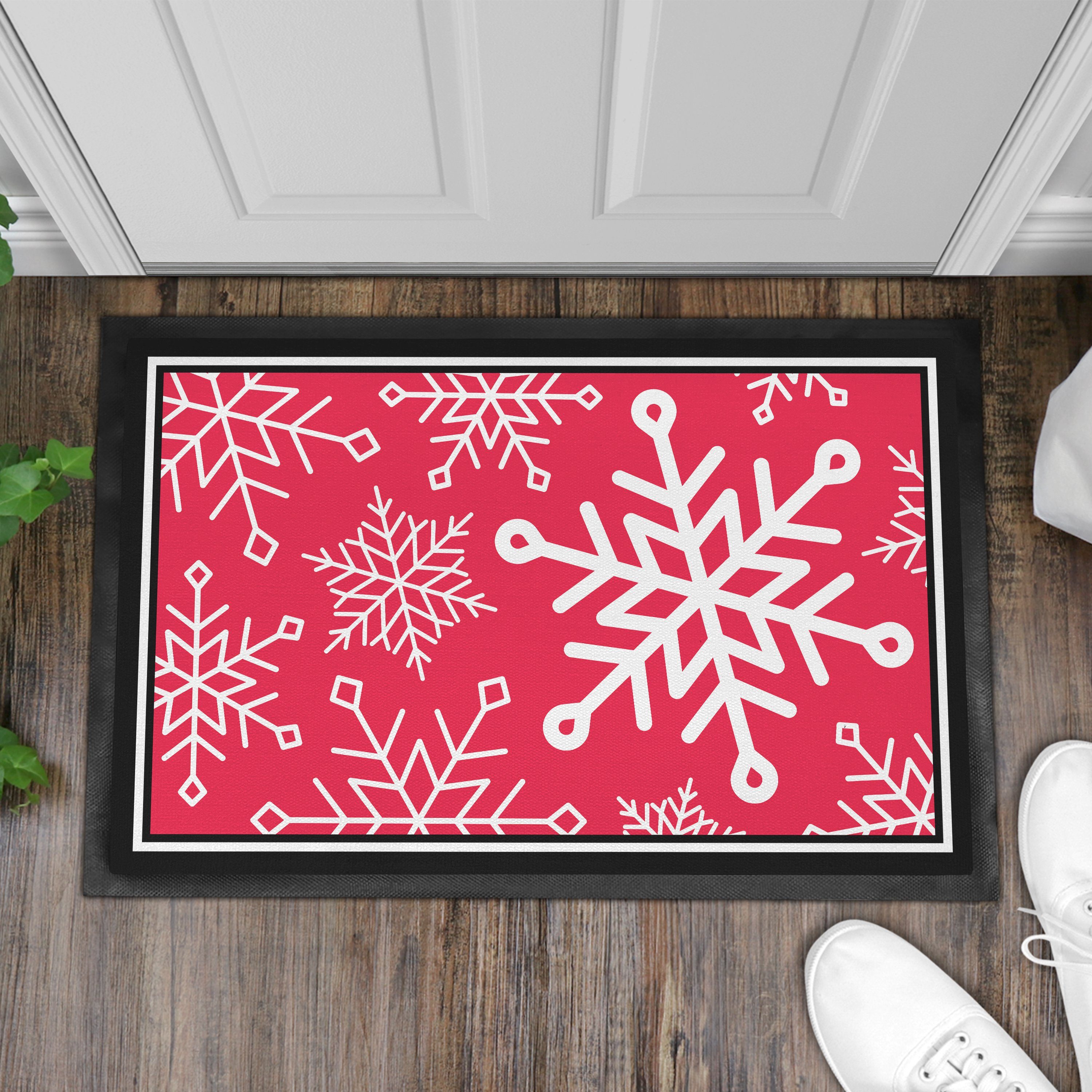 Deko Muster Weihnachten Rote Geschenk Trendation Schneeflocke Weihnachts, Fußmatte Fußmatte