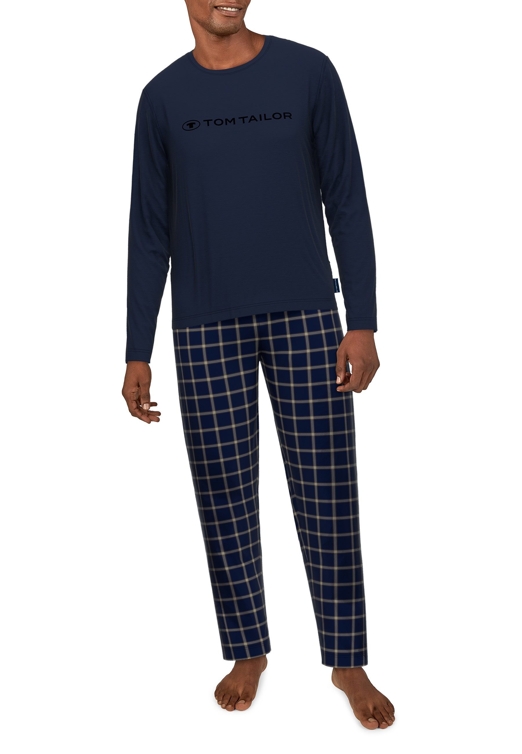 Pyjama TOM TAILOR Herren Pyjama blau kariert