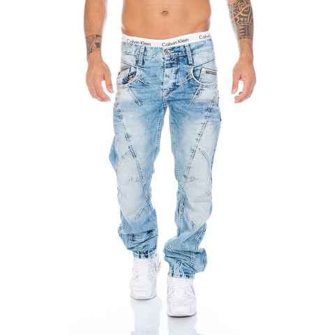 Cipo & Baxx Regular-fit-Jeans Herren Jeans Hose mit ausgefallener Nahtstruktur Jeanshose mit aufwendiger Nahtverzierung