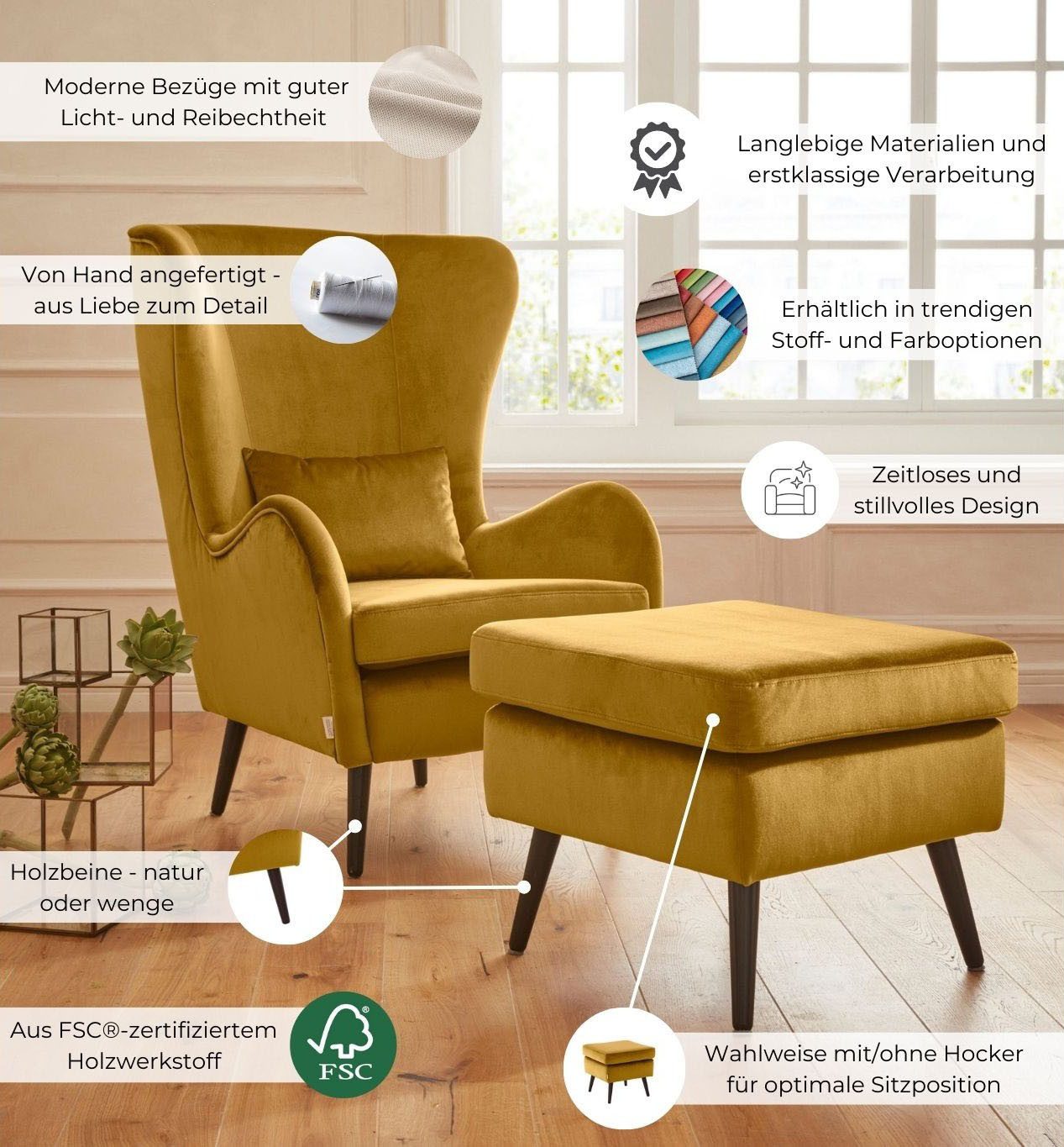 OTTO home Hocker Salla, Bezug auch in Luxus-Microfaser in Teddyfelloptik