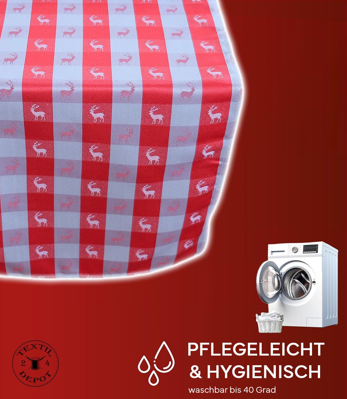 texpot Tischdecke Tischläufer Hirsch Weihnachten Winter Karo (1-tlg)