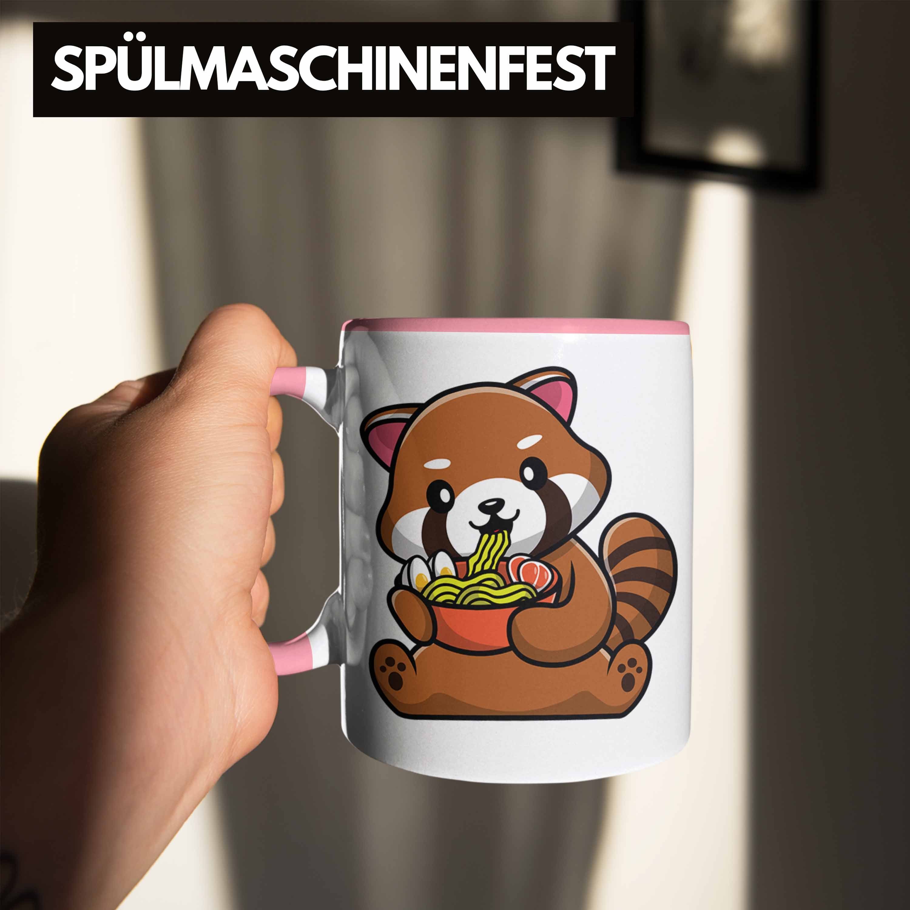 Trendation Tasse Jungs Panda für Geschenkidee Mädchen Lustige Nudeln Trendation Grafik Rosa Musik - Kinder Roter Tasse Ramen