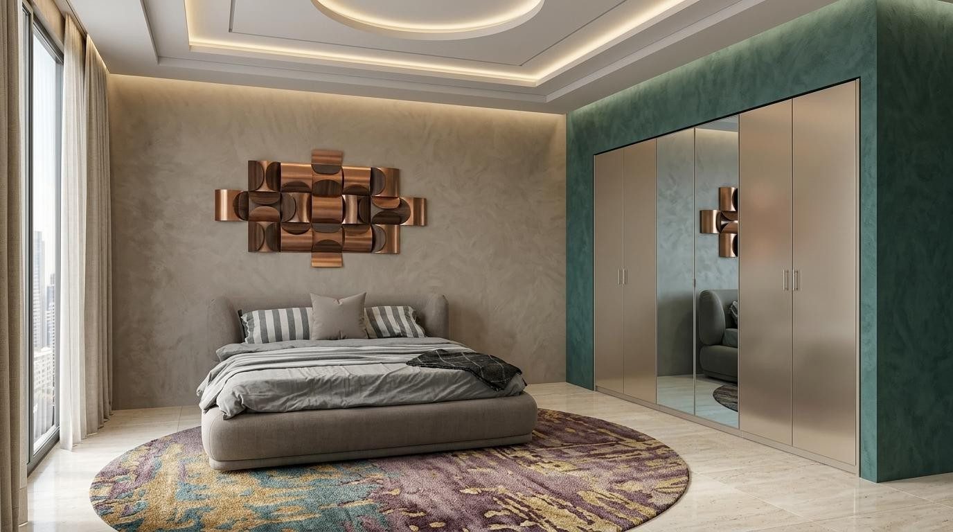 Xlmoebel Schlafzimmer-Set Bett Garderobenschrank Schlafzimmer Stil modern grau praktisch