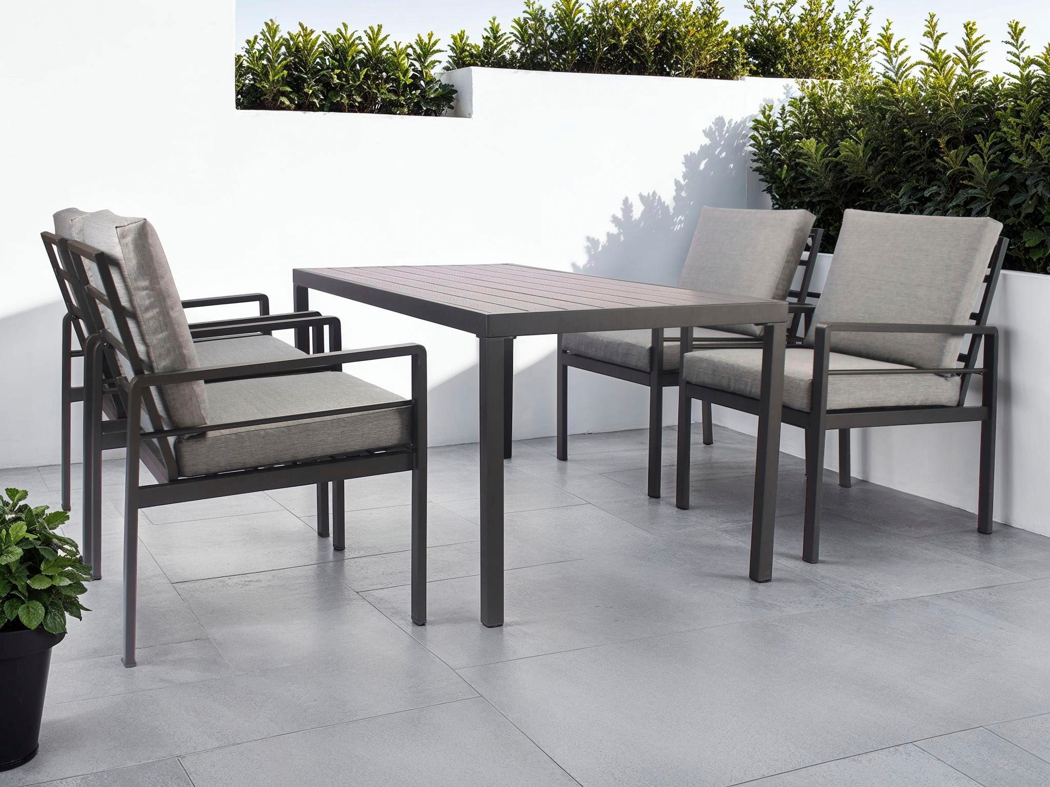 KONIFERA Garten-Essgruppe »New Jersey«, (Set, 13-tlg., 4 Sessel, Tisch 80x160x71 cm, inkl. Auflagen), Aluminium