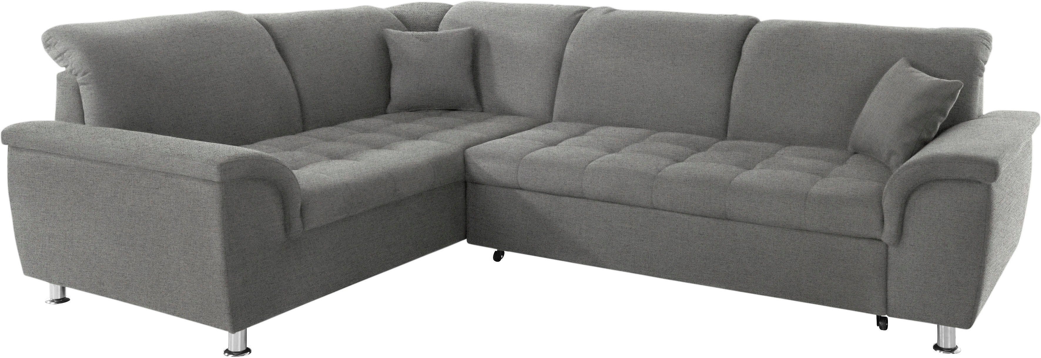 DOMO collection Ecksofa Franzi L-Form, wahlweise mit Kopfteilverstellung (dann Breite: 275 cm)