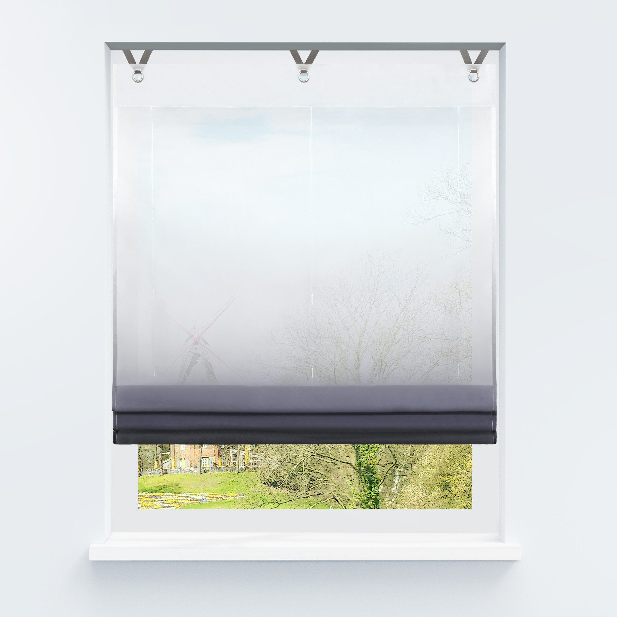 Joyswahl Raffrollo, mit Hakenaufhängung, Farbverlauf, Ösenrollo