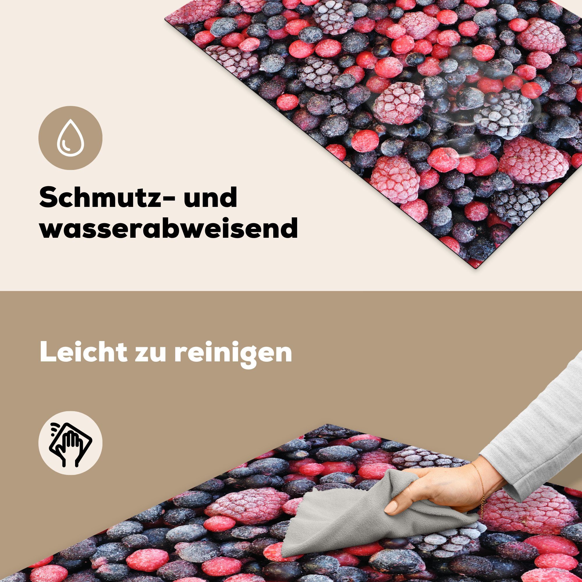 MuchoWow Herdblende-/Abdeckplatte Obst - 81x52 Vinyl, küche, tlg), Ceranfeldabdeckung cm, Beeren die für Speiseeis, Schutz (1 Induktionskochfeld 