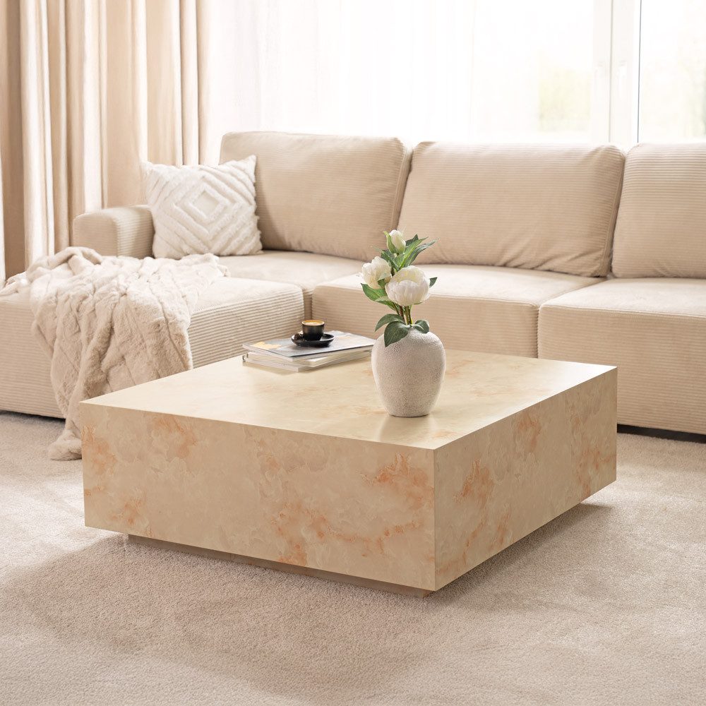 HOME DELUXE Couchtisch Marmor AMIRI Größenauswahl, Marmoroptik, Wohnzimmertisch