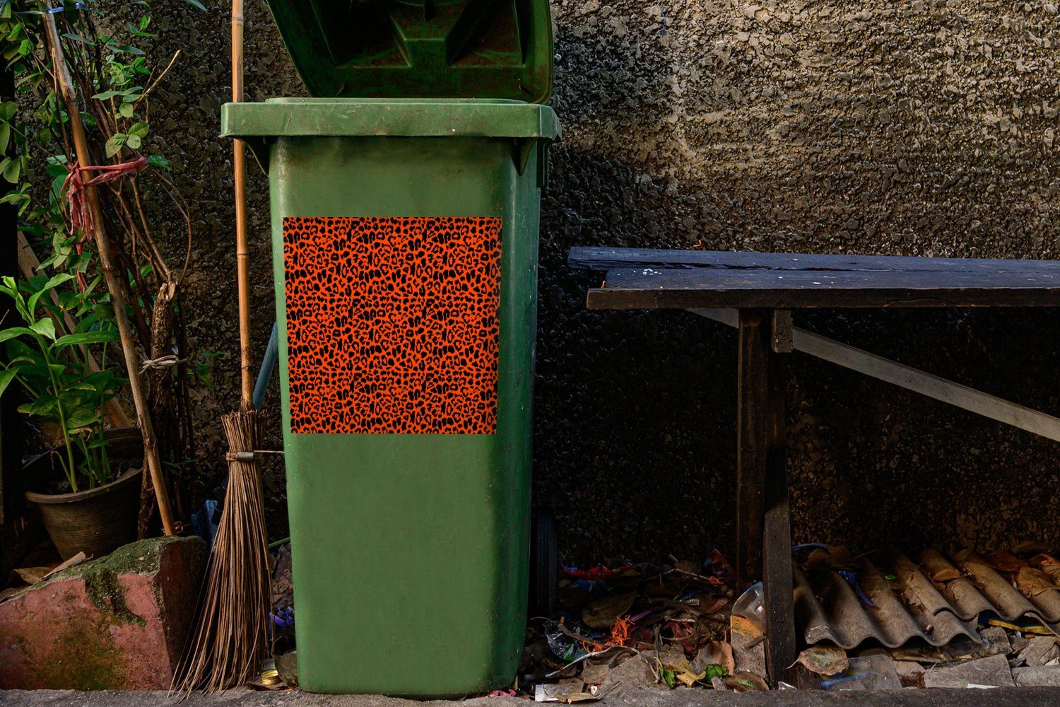 Mülleimer-aufkleber, Mülltonne, Abfalbehälter Wandsticker St), - Rot - Container, MuchoWow Sticker, (1 Panther Tiermuster