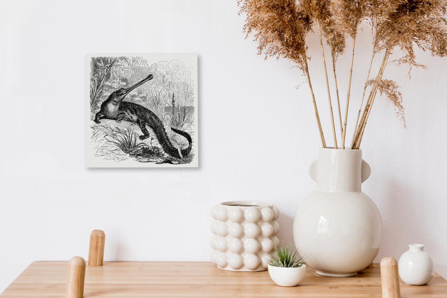 St), (1 Eine Schwarz-Weiß-Abbildung für Gavials, eines Schlafzimmer Wohnzimmer OneMillionCanvasses® Leinwand Leinwandbild antike Bilder