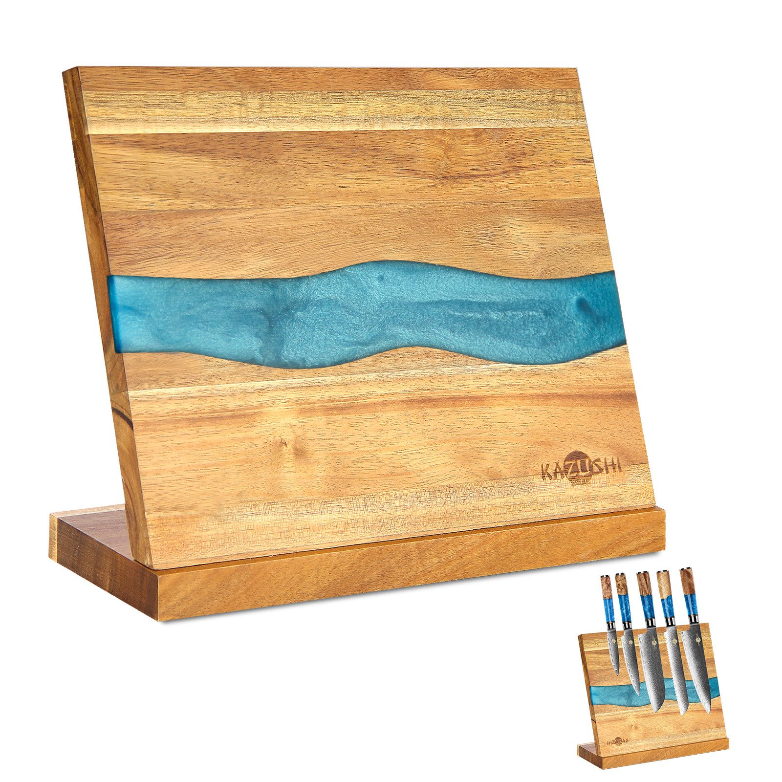 KAZUSHI Magnet-Messerblock 26x22,5cm Ножіhalter aus Holz, Einzigartiges Design (1tlg), Leistungsstarker magnetischer