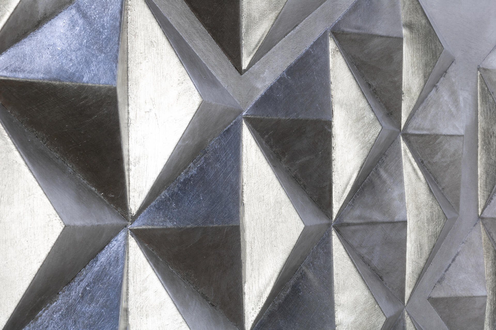 Metallbild Wandrelief Pyramidal 120x60 3D handgefertiges Illusion cm, KUNSTLOFT