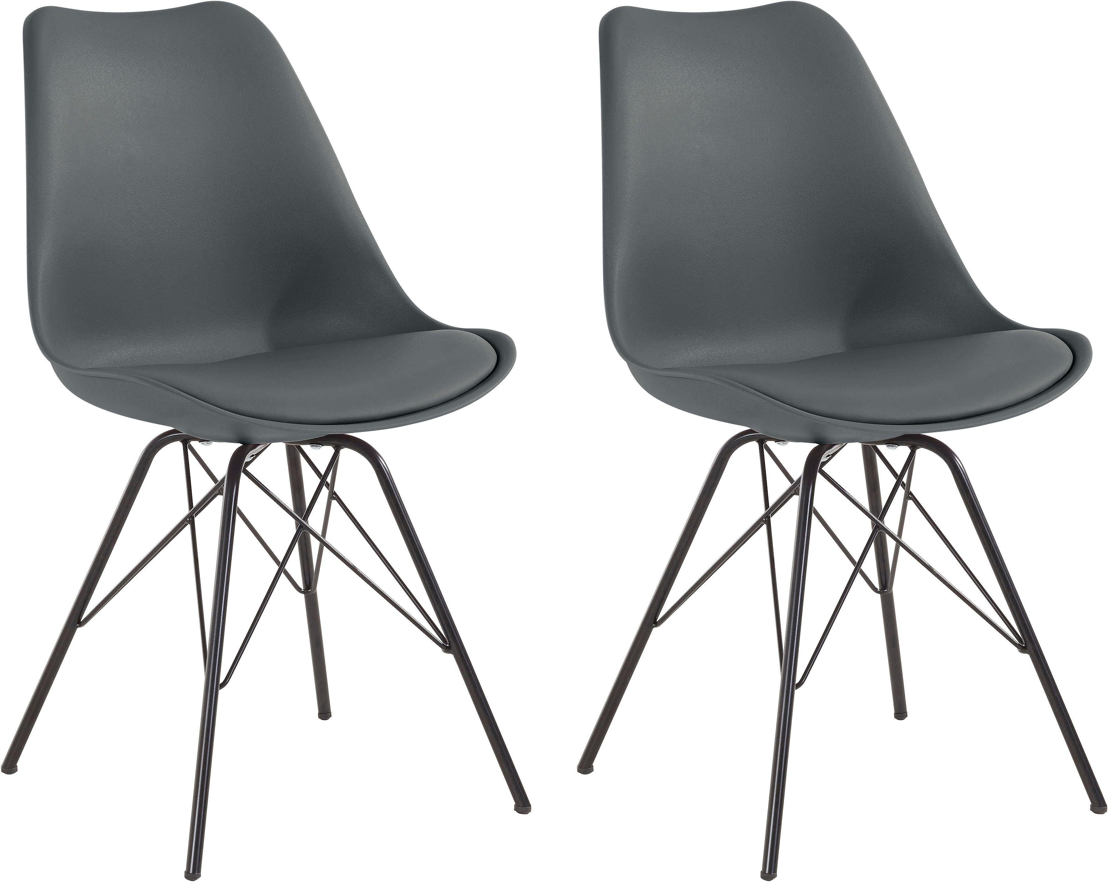 in Sitzkissen 2 | (Set, Homexperts Kunstleder Sitzschale mit grau schwarz St), Ursel 01 4-Fußstuhl