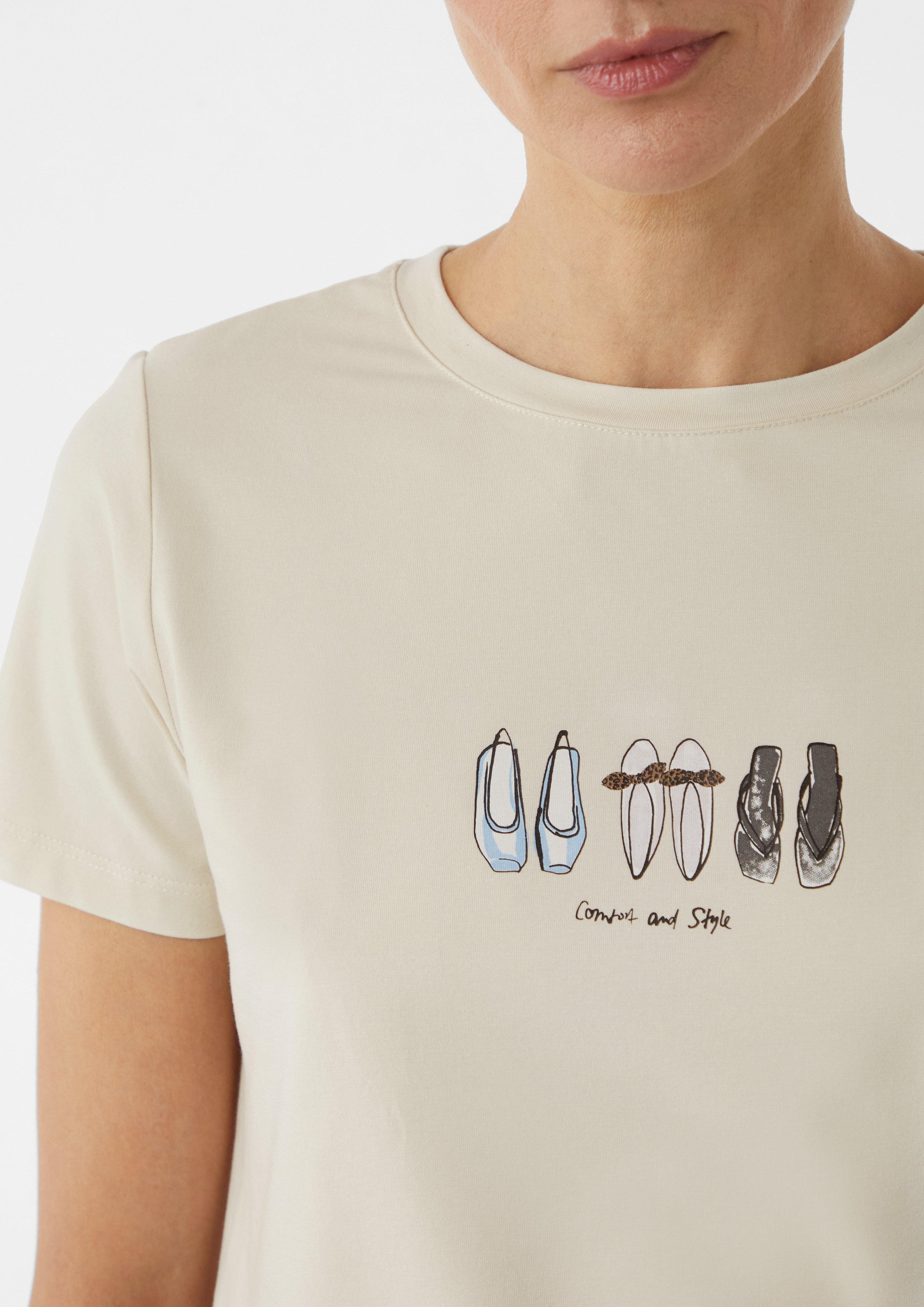 Comma Kurzarmshirt Jersey-T-Shirt aus Baumwollmix mit günstig online kaufen