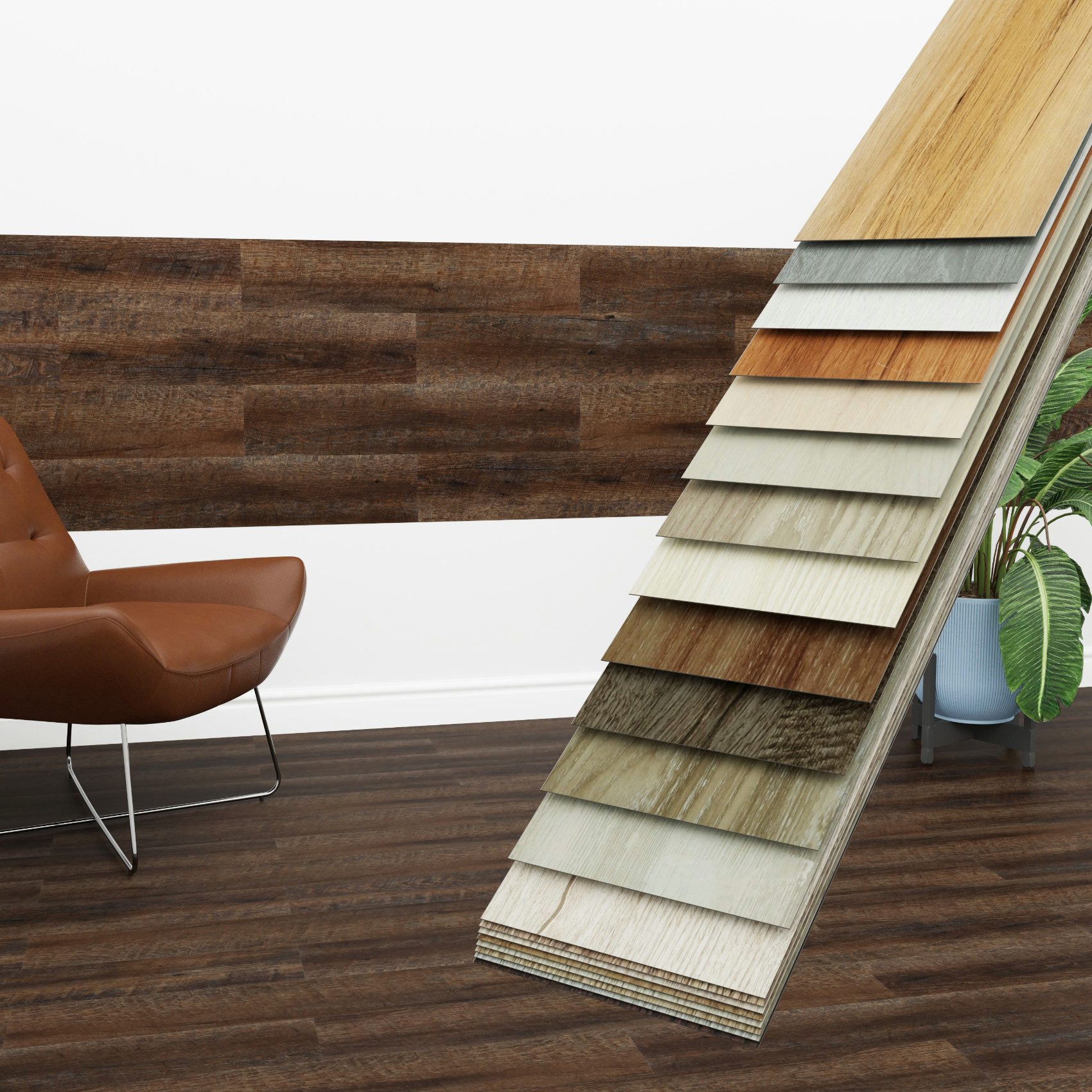 Hexim Vinylboden, Vinyldielen 0,97m² selbstklebend PVC Wandverkleidung Bodenbelag Holzoptik 91x15cm Paneele für Wand & Boden Holzdielen dunkelbraun (7 Dielen Mocha Walnut - 1818-6)