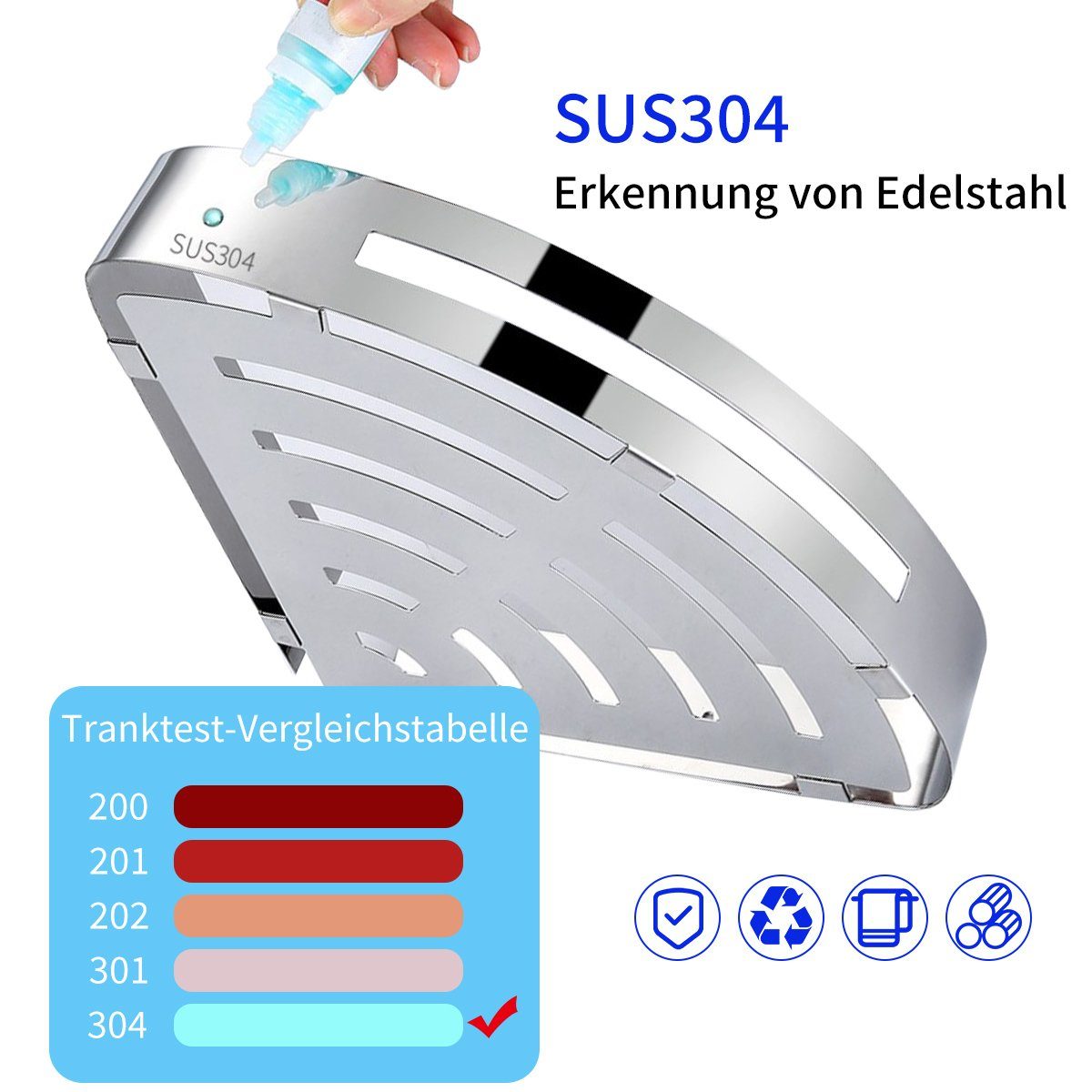 Duschkorb hängen zum Badezimmer Duschwand Duschregal, 1 Duschablage Badezimmer MULISOFT Chrom Organizer Stück, Rechteck