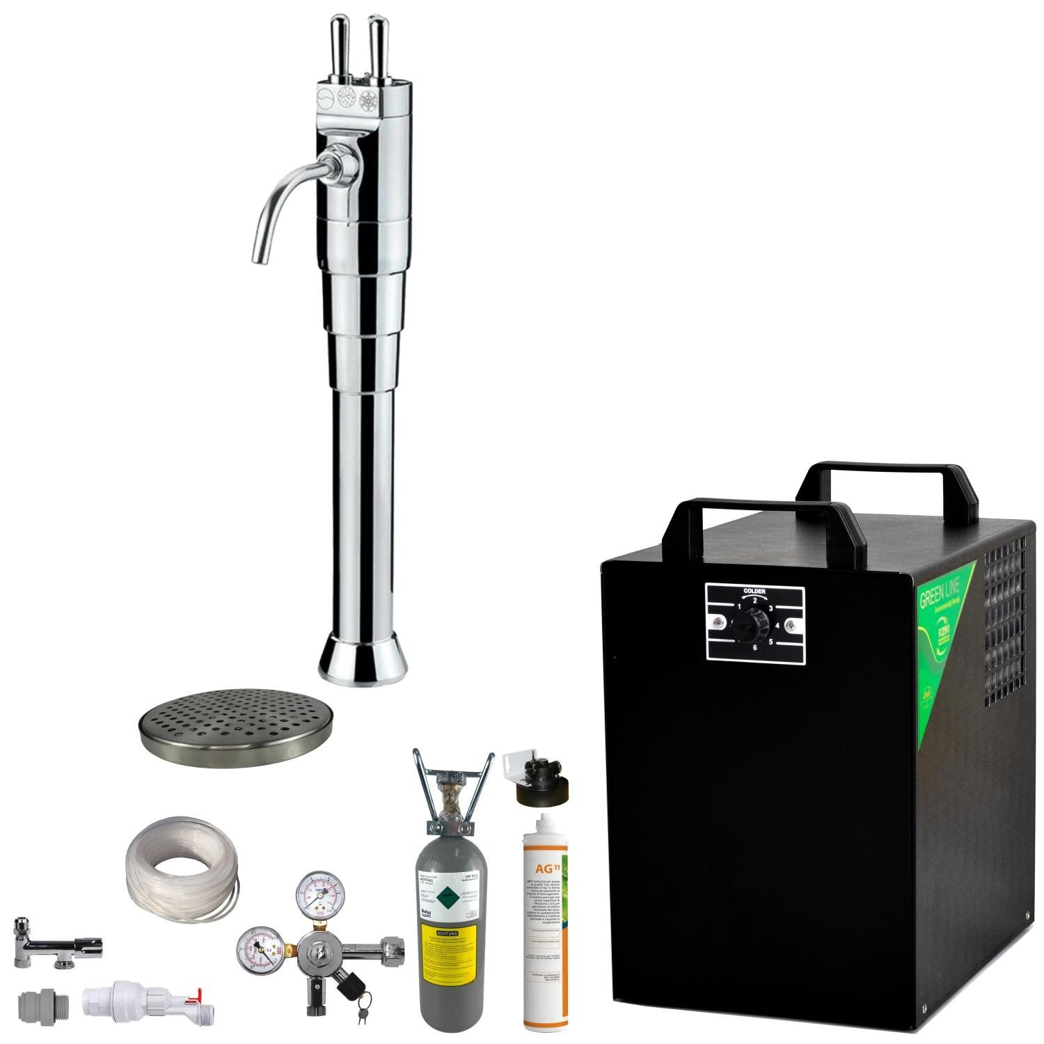 BieTal Wassersprudler BieTal® BT-25U Tafelwassergerät Sprudelwasser mit Zapfstelle & Filter, (Set, 50-tlg), Sprudelwasseranlage Trinkwasser Wasserspender mit Zapfstelle