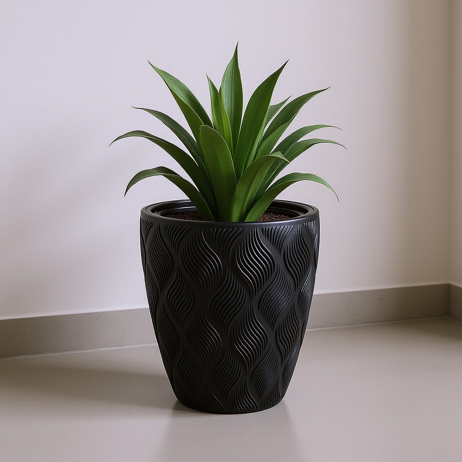KAGM Pflanzkübel Blumenkübel Blumentopf dekorativ Ø 28,5 cm Schwarz (1 St., inkl. Pflanzeinsatz)